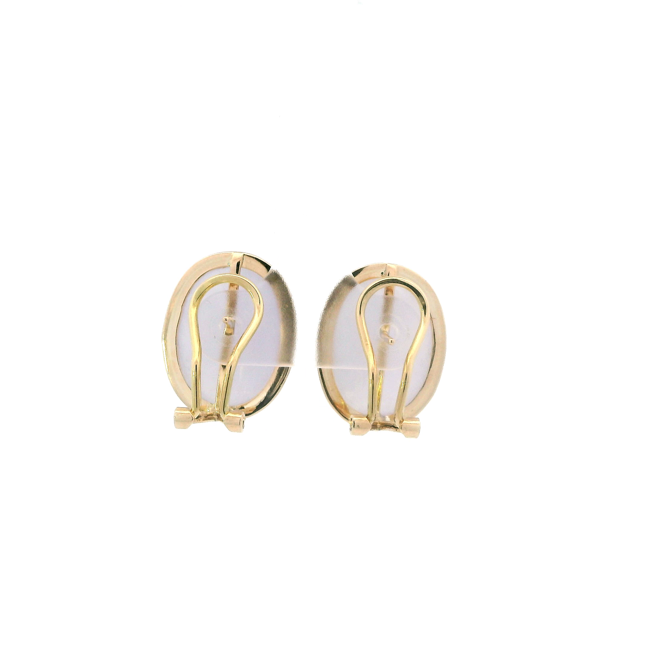 14K Yellow Gold Oval Purple Jade Lever Back Earrings