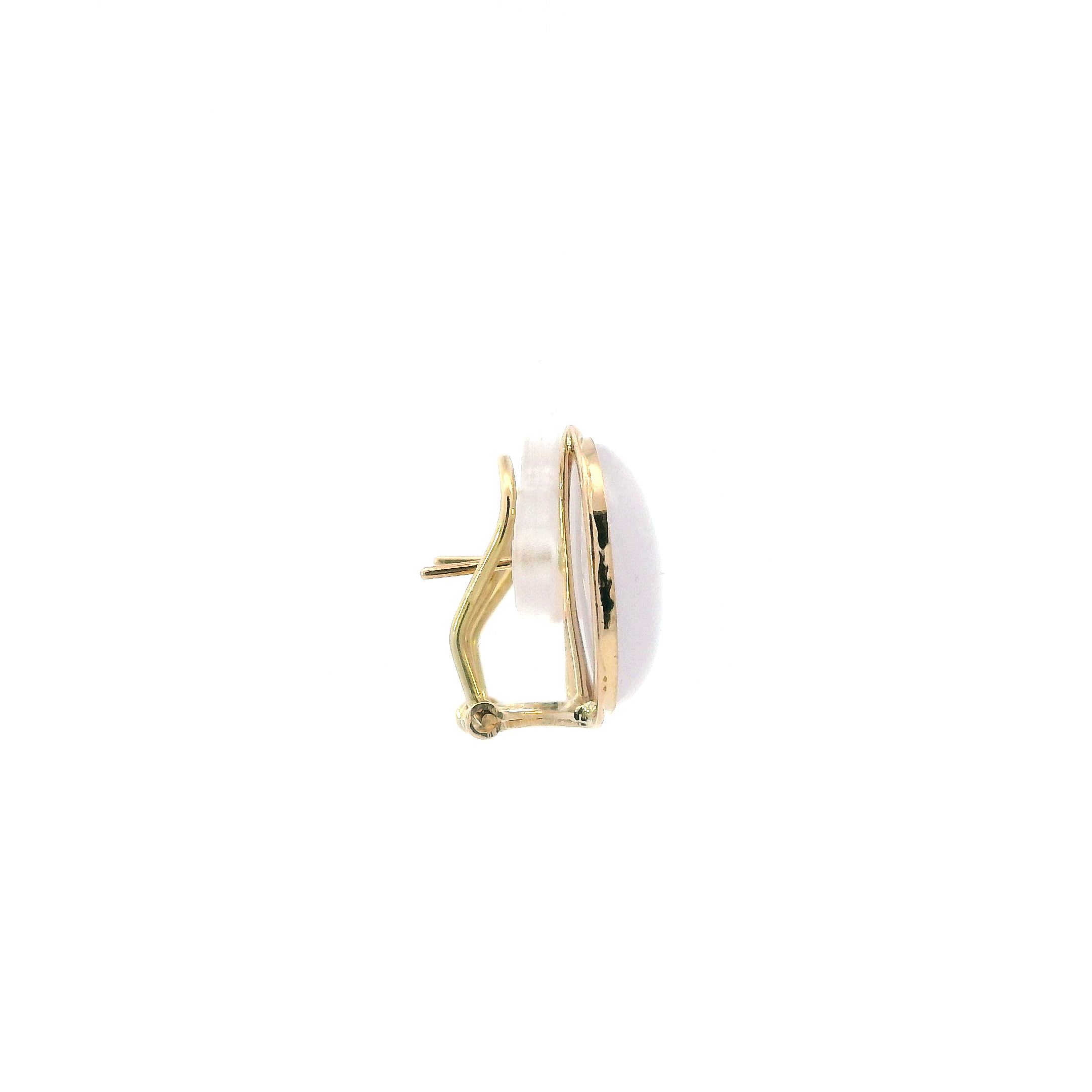 14K Yellow Gold Oval Purple Jade Lever Back Earrings
