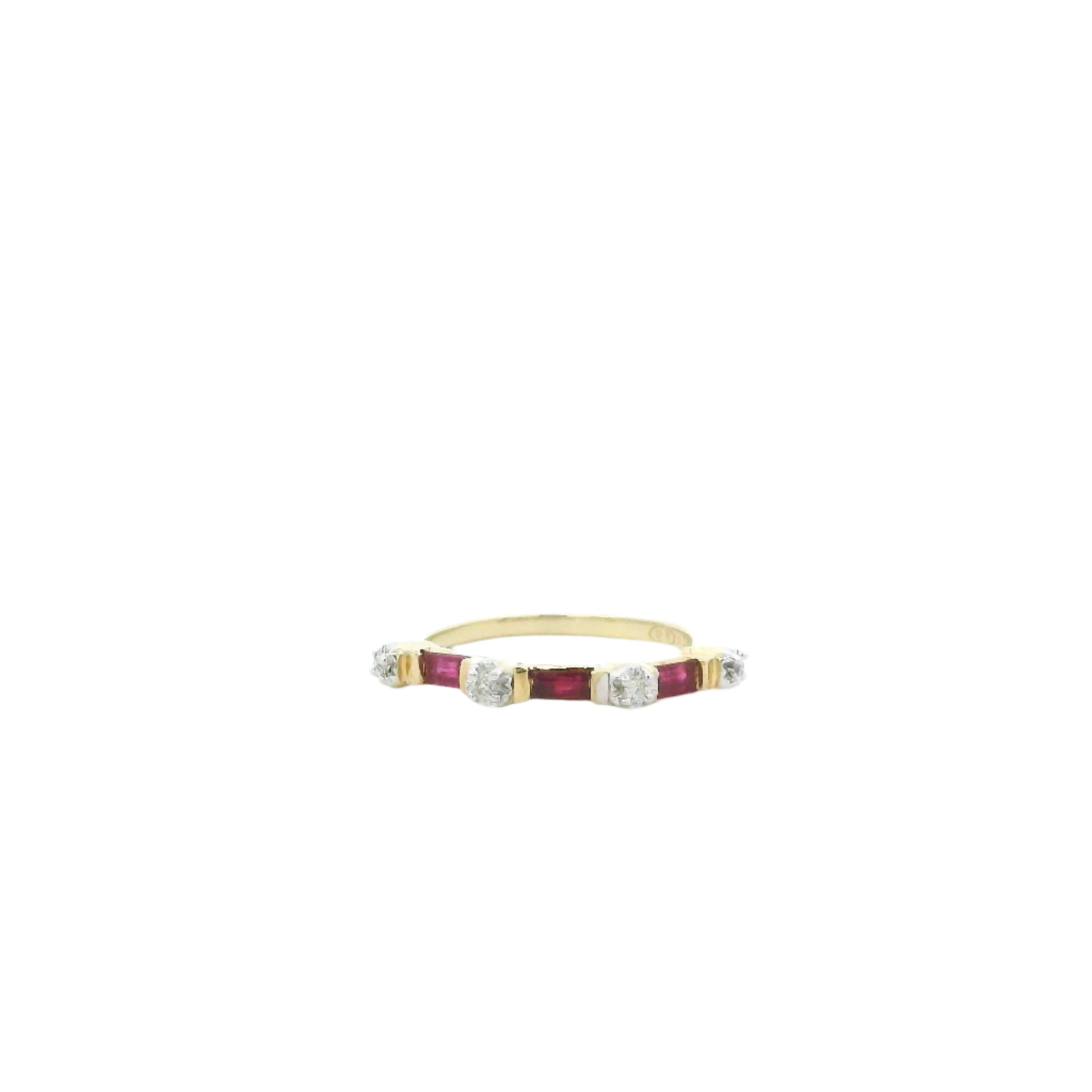 14K Yellow Gold Diamond & Ruby Women's Ring-0.04ct
