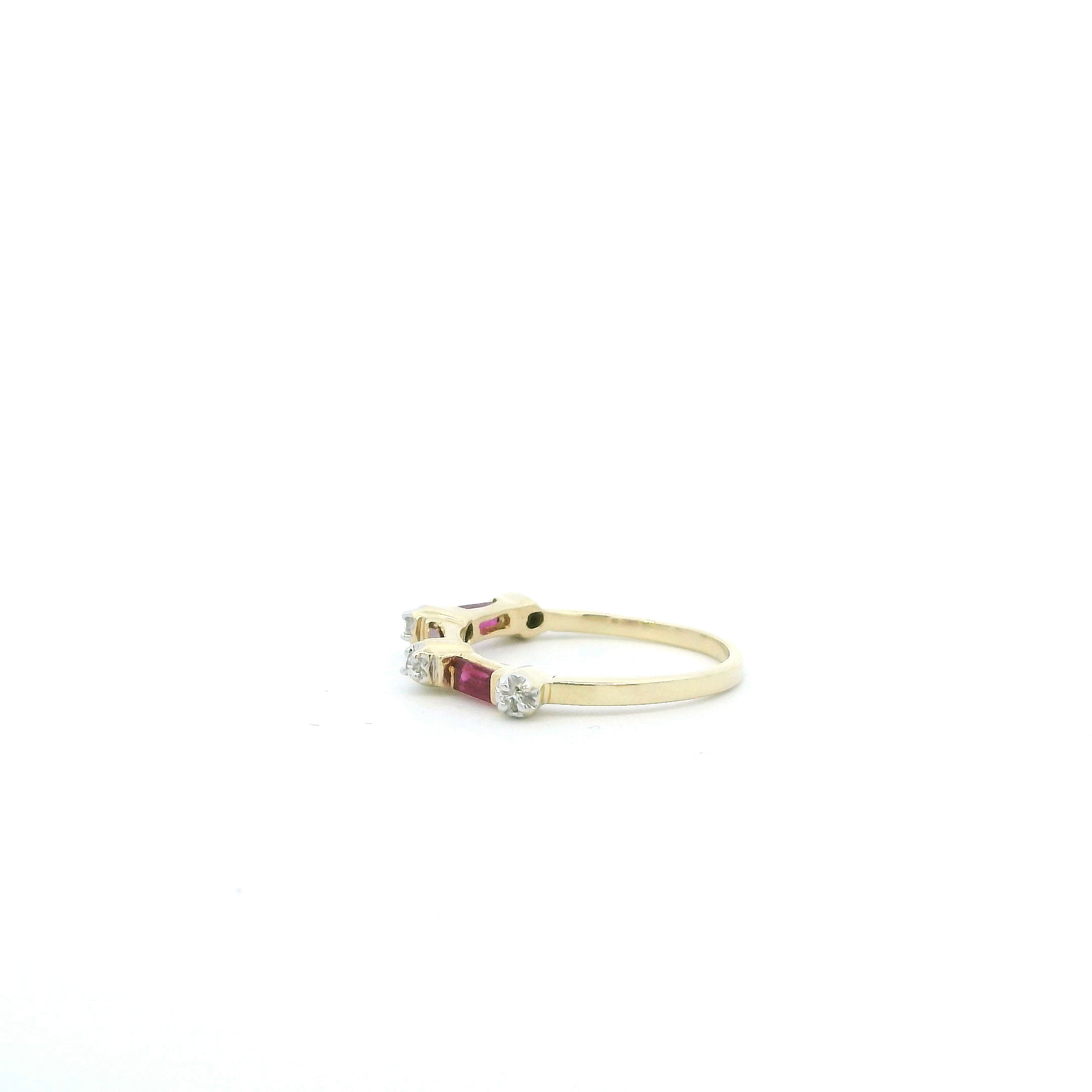 14K Yellow Gold Diamond & Ruby Women's Ring-0.04ct