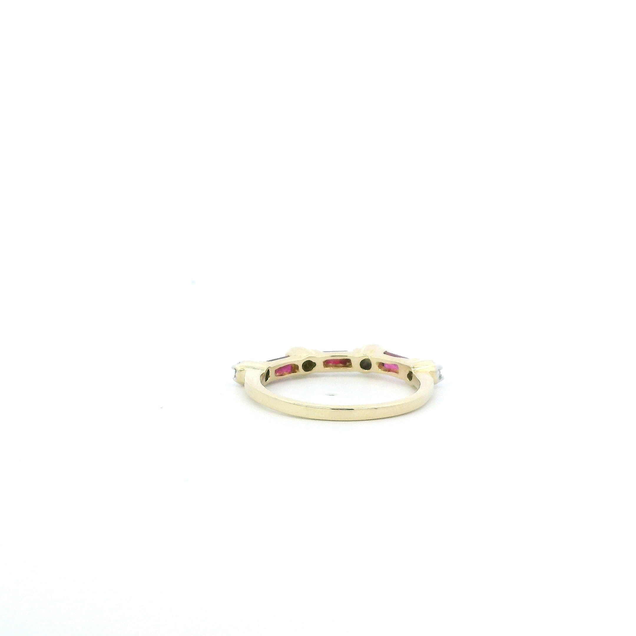 14K Yellow Gold Diamond & Ruby Women's Ring-0.04ct
