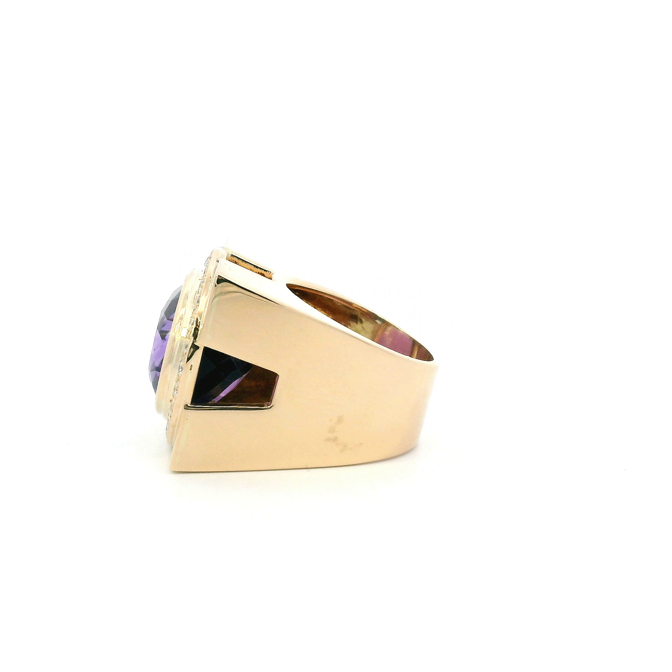 14K Yellow Gold Amethyst & Diamond Women's Ring -0.84ct