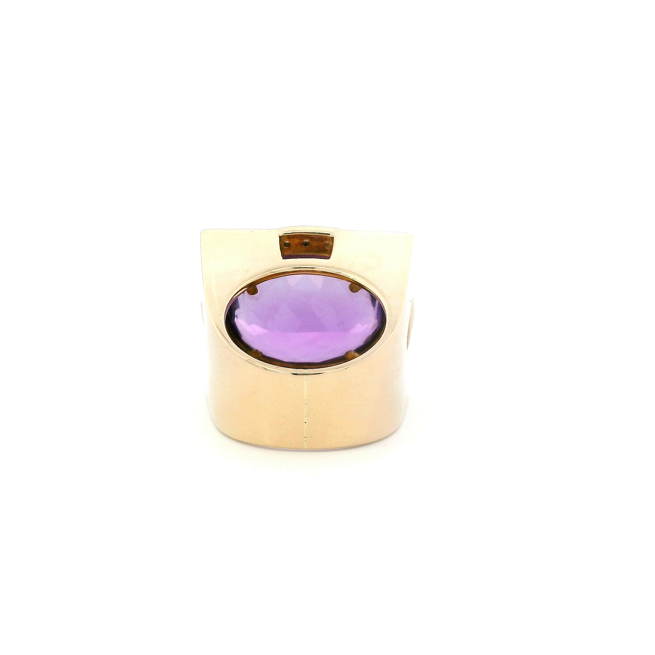 14K Yellow Gold Amethyst & Diamond Women's Ring -0.84ct
