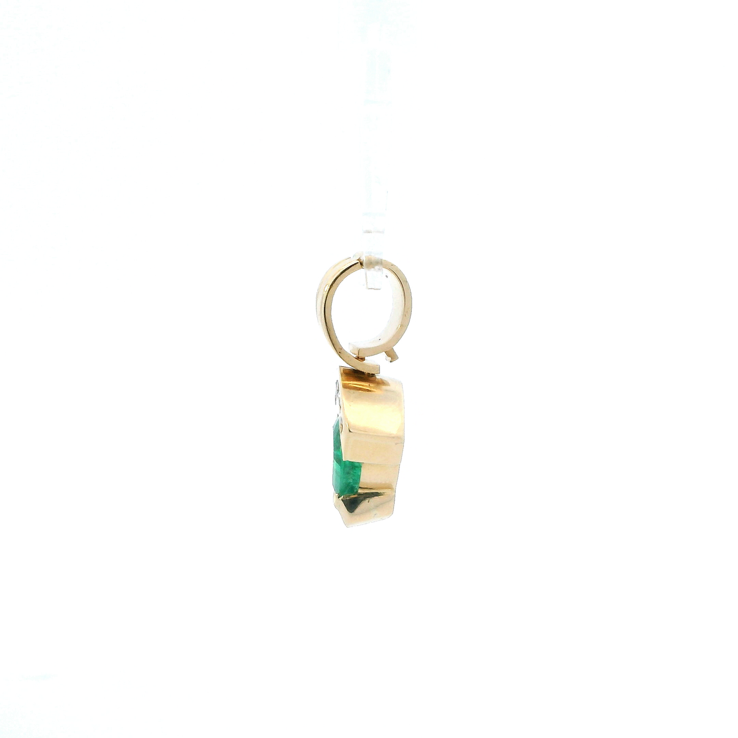 18K Yellow Gold Emerald & Diamond Pendant - 0.09ct