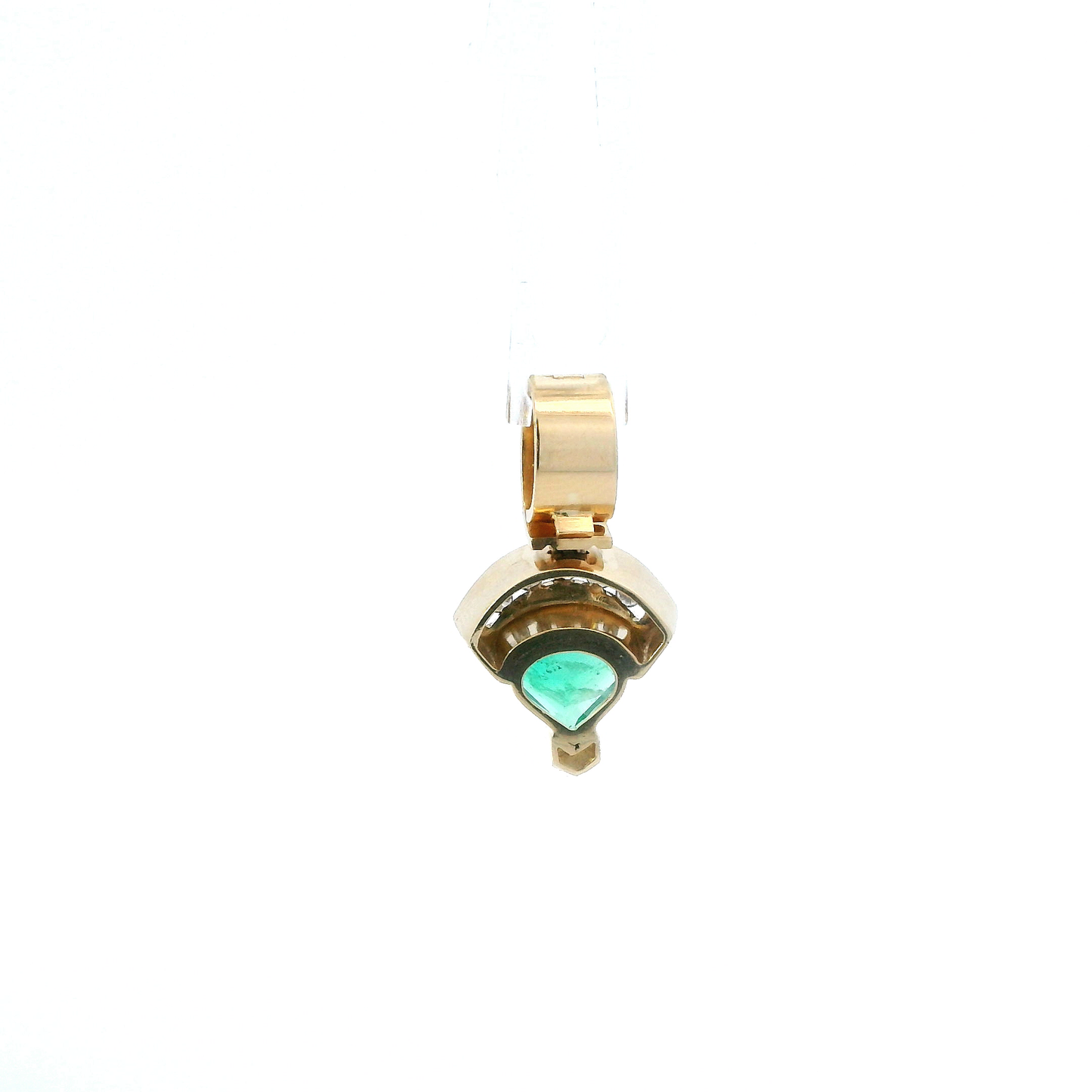 18K Yellow Gold Emerald & Diamond Pendant - 0.09ct