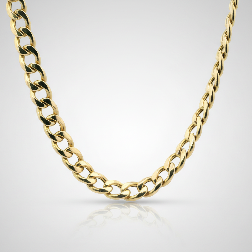 14K Yellow Gold 24" Hollow Curb Chain