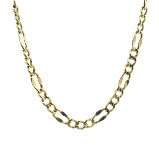 14K Yellow Gold 20" Fancy Figaro Chain