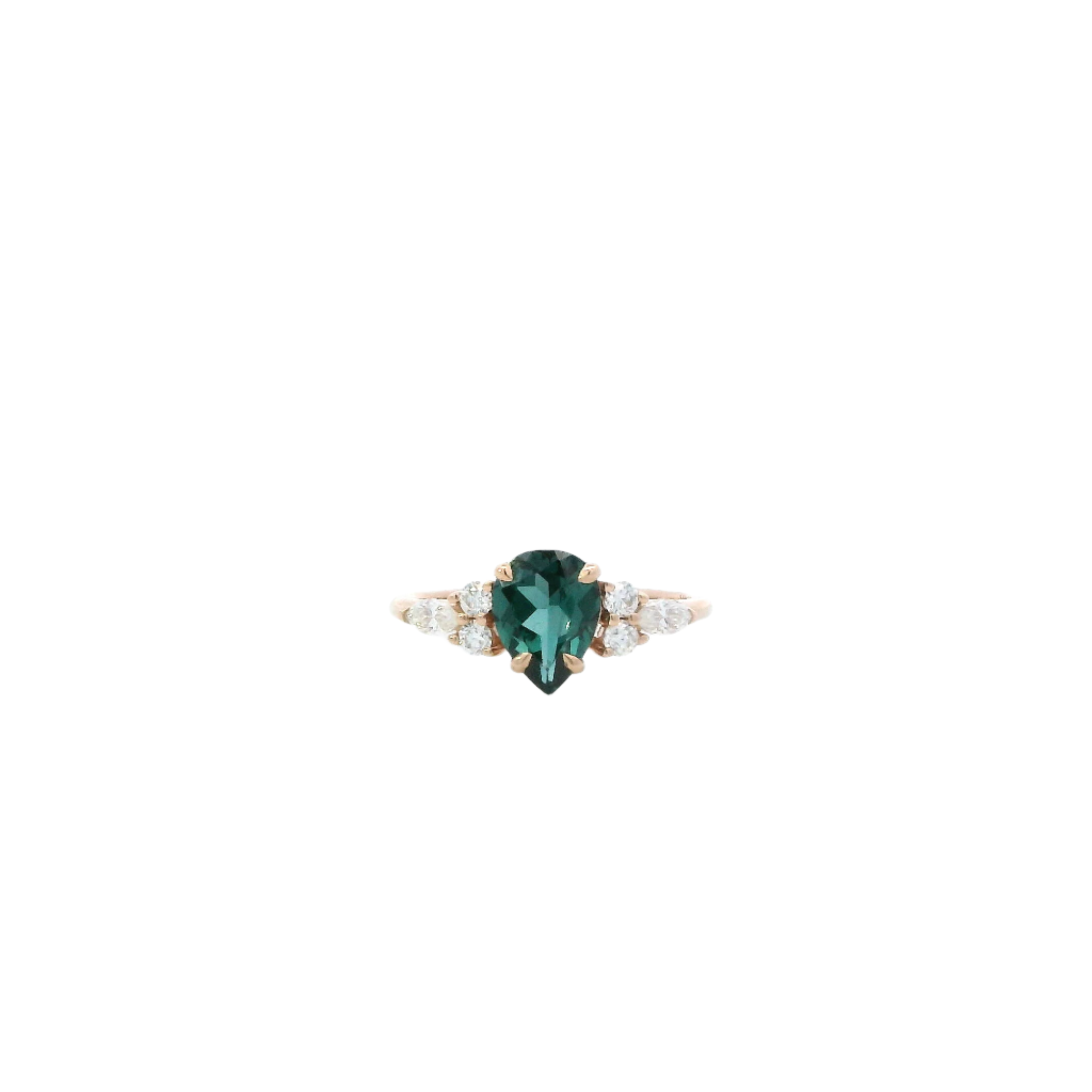 14K Rose Gold Mystic Topaz & Moissanite Women's Ring