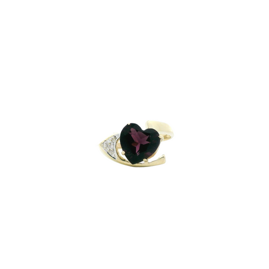 14K Yellow Gold Heart Amethyst Women's Ring
