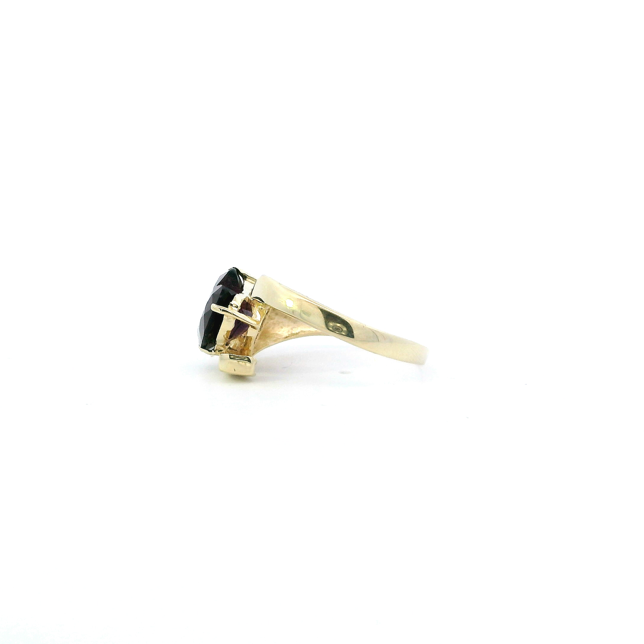 14K Yellow Gold Heart Amethyst Women's Ring