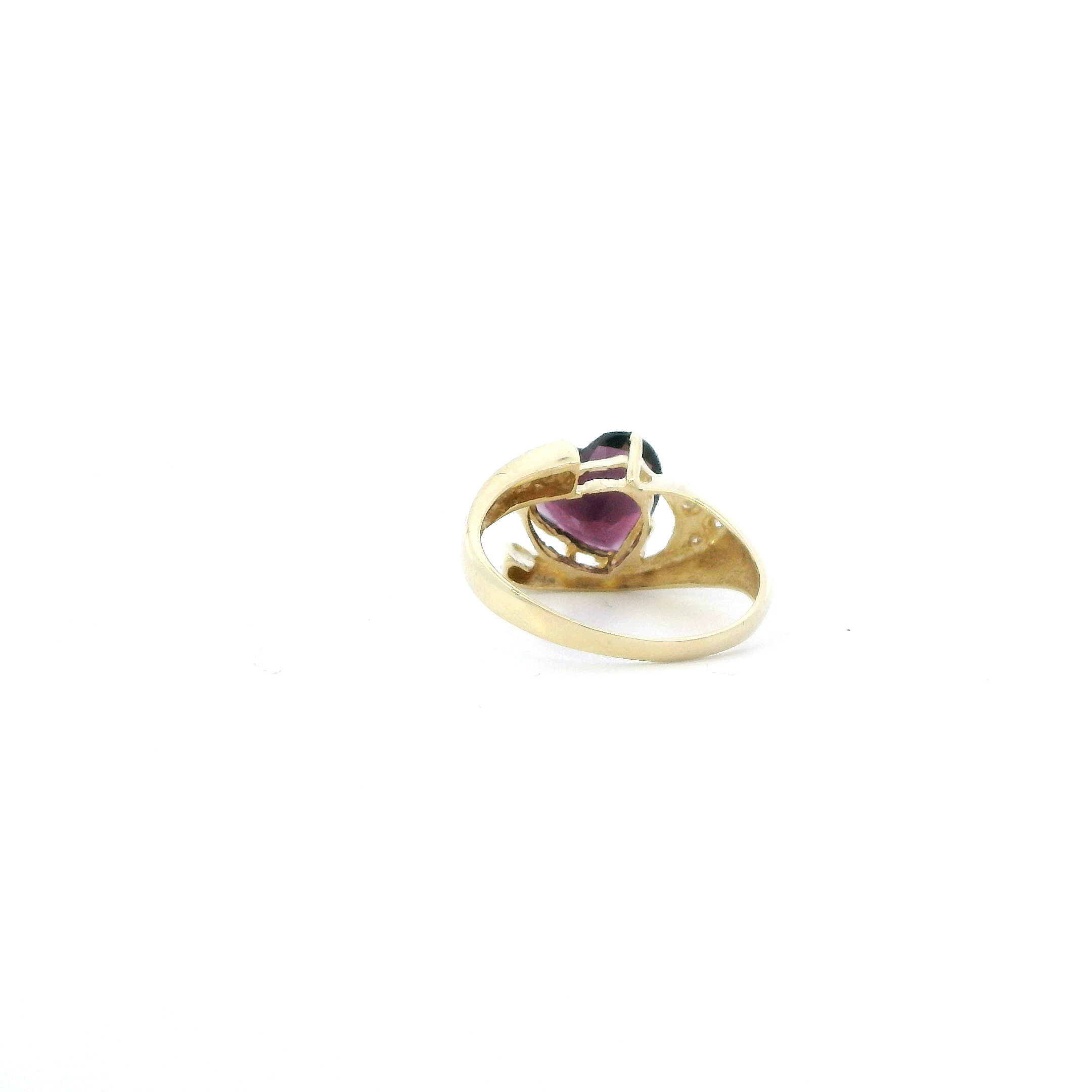 14K Yellow Gold Heart Amethyst Women's Ring