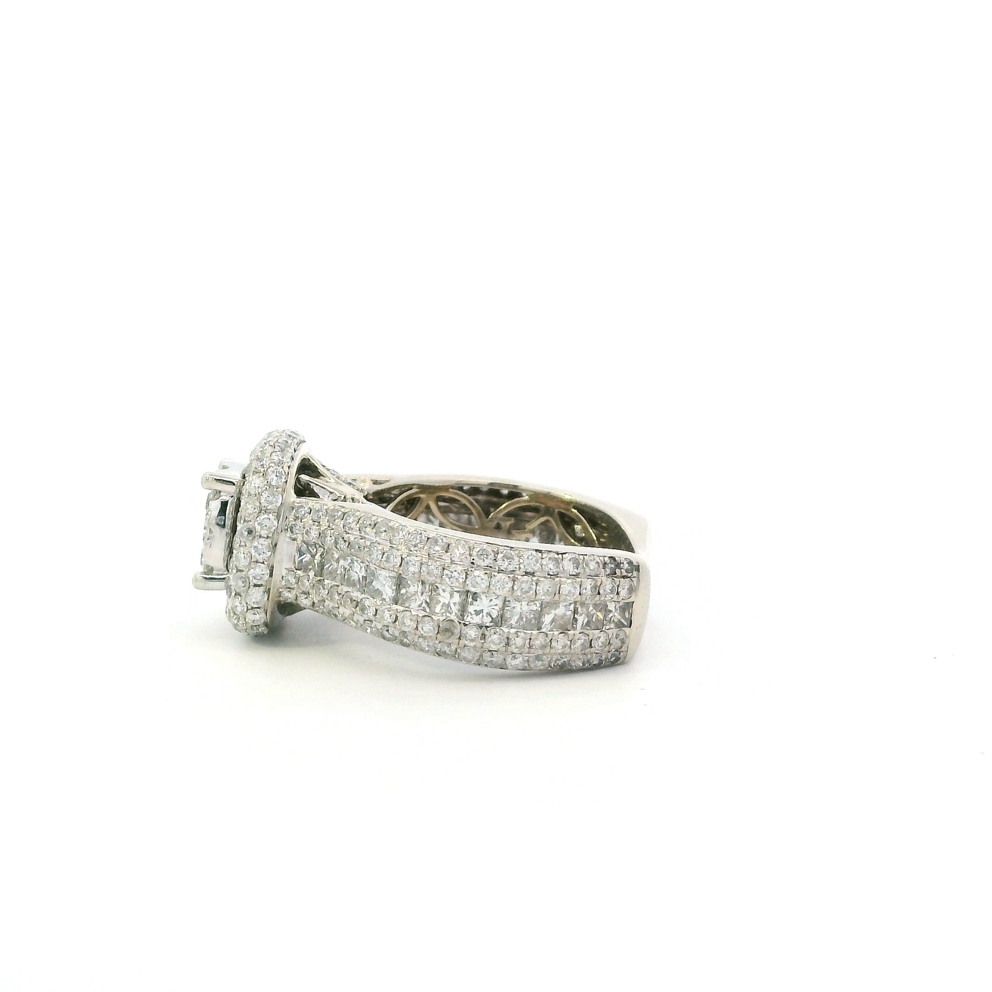 14K White Gold Diamond Women's Ring -3.78ct