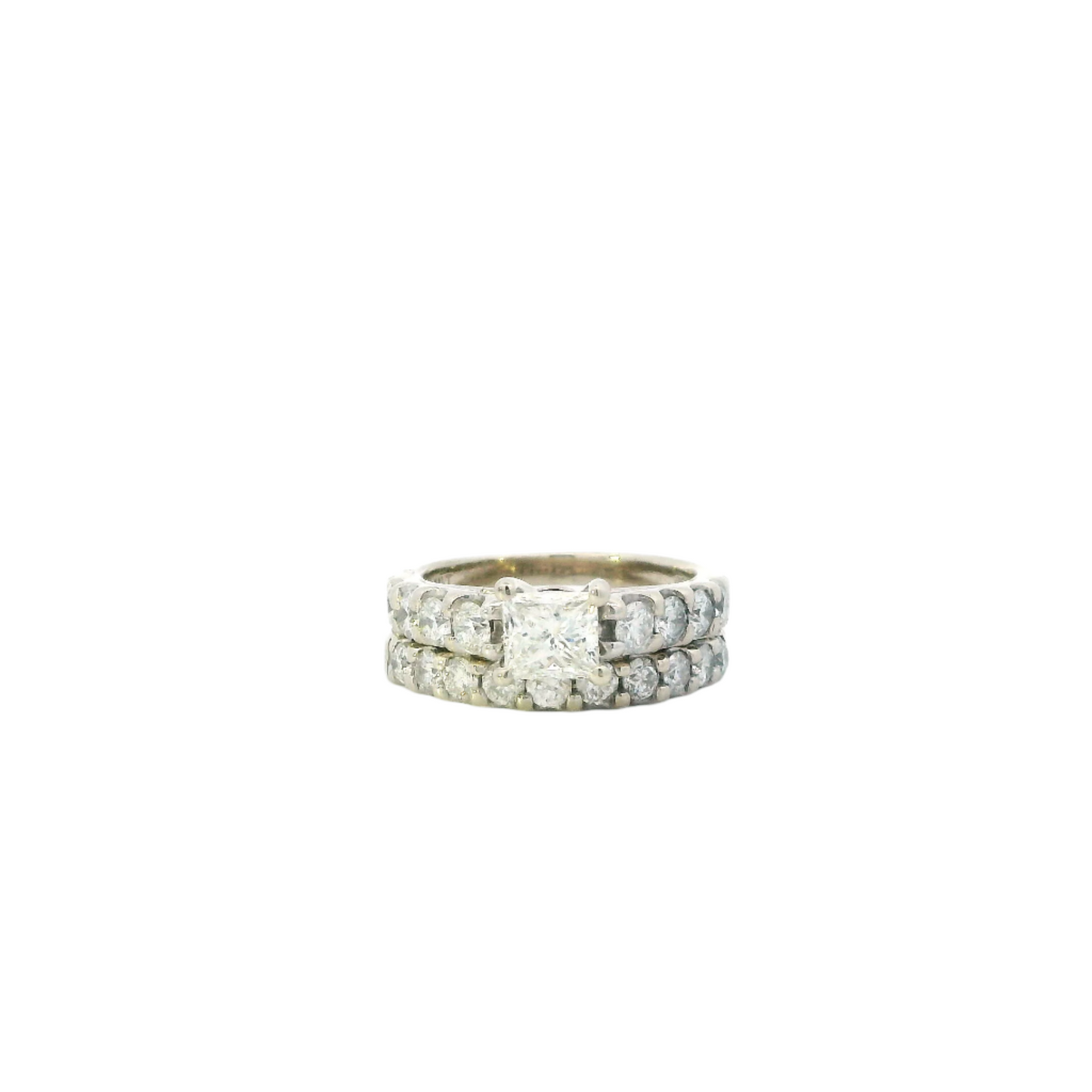 14K White Gold Women's Engagement & Wedding Ring Set -1.83ct