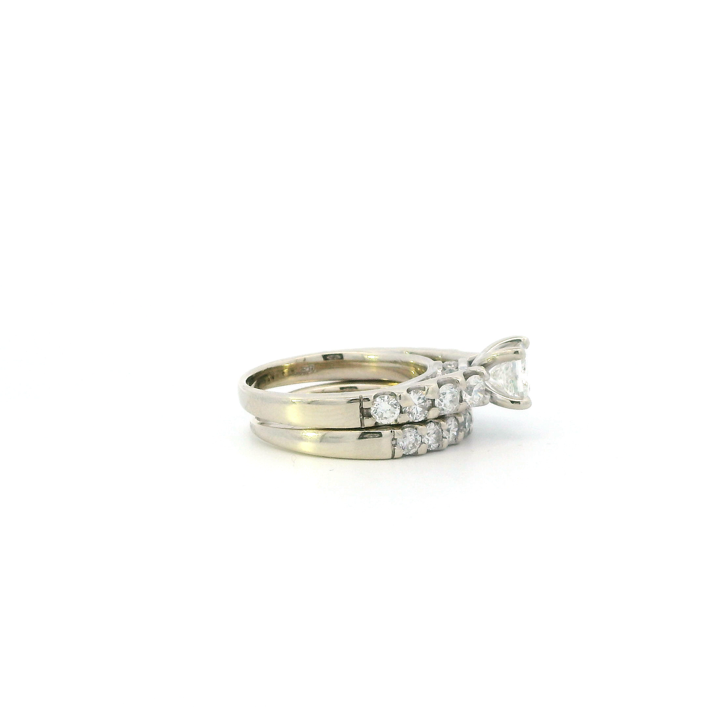 14K White Gold Women's Engagement & Wedding Ring Set -1.83ct