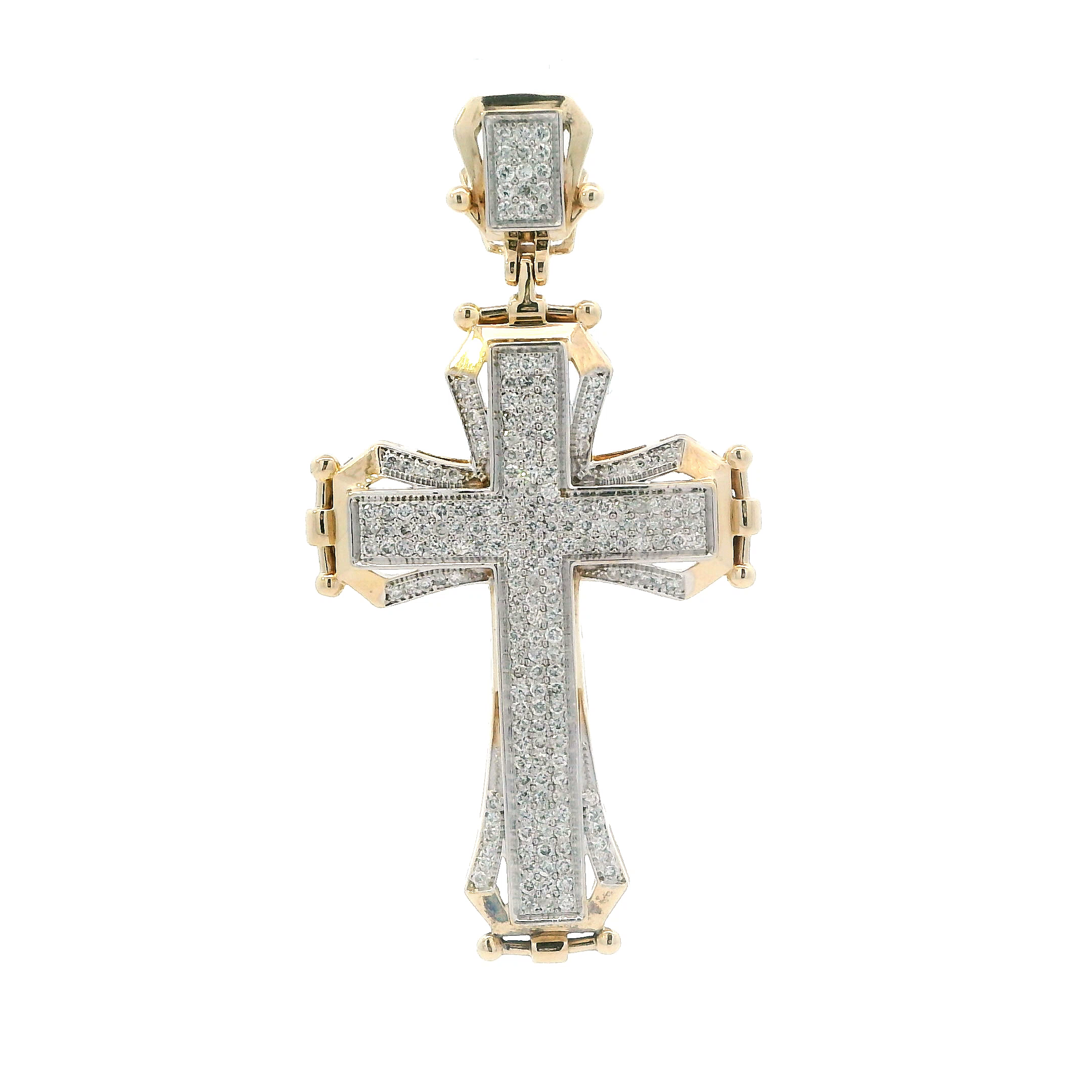 10K Yellow Gold Diamond Pave Cross Pendant