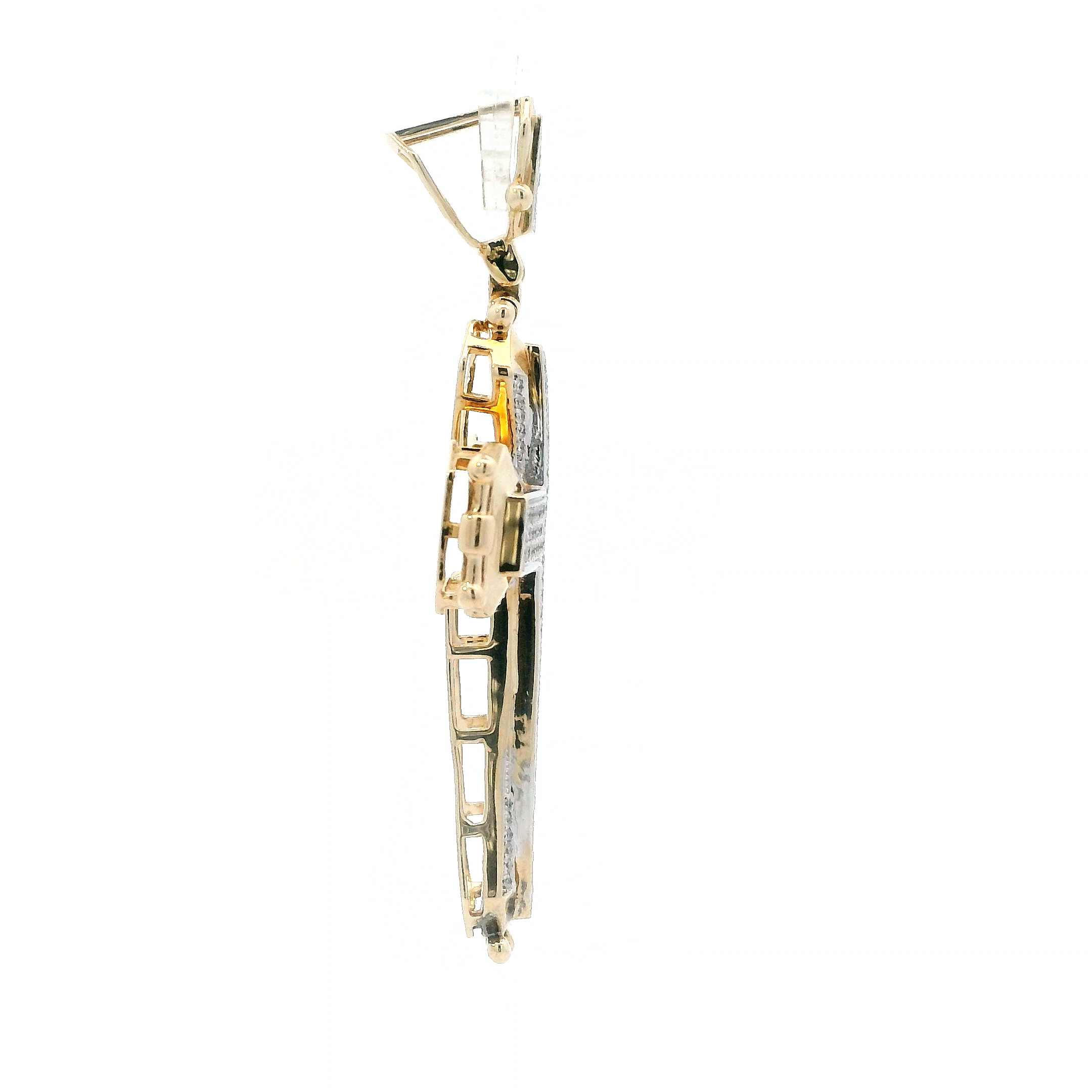 10K Yellow Gold Diamond Pave Cross Pendant