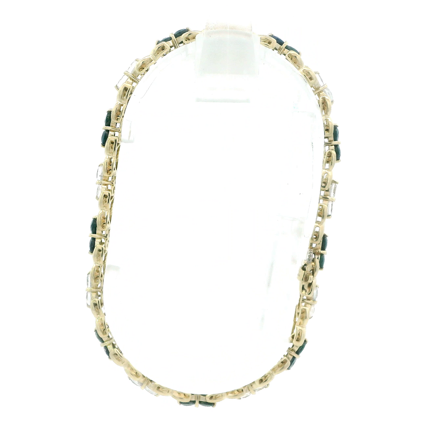 10K Yellow Gold Blue & White Sapphire Bracelet