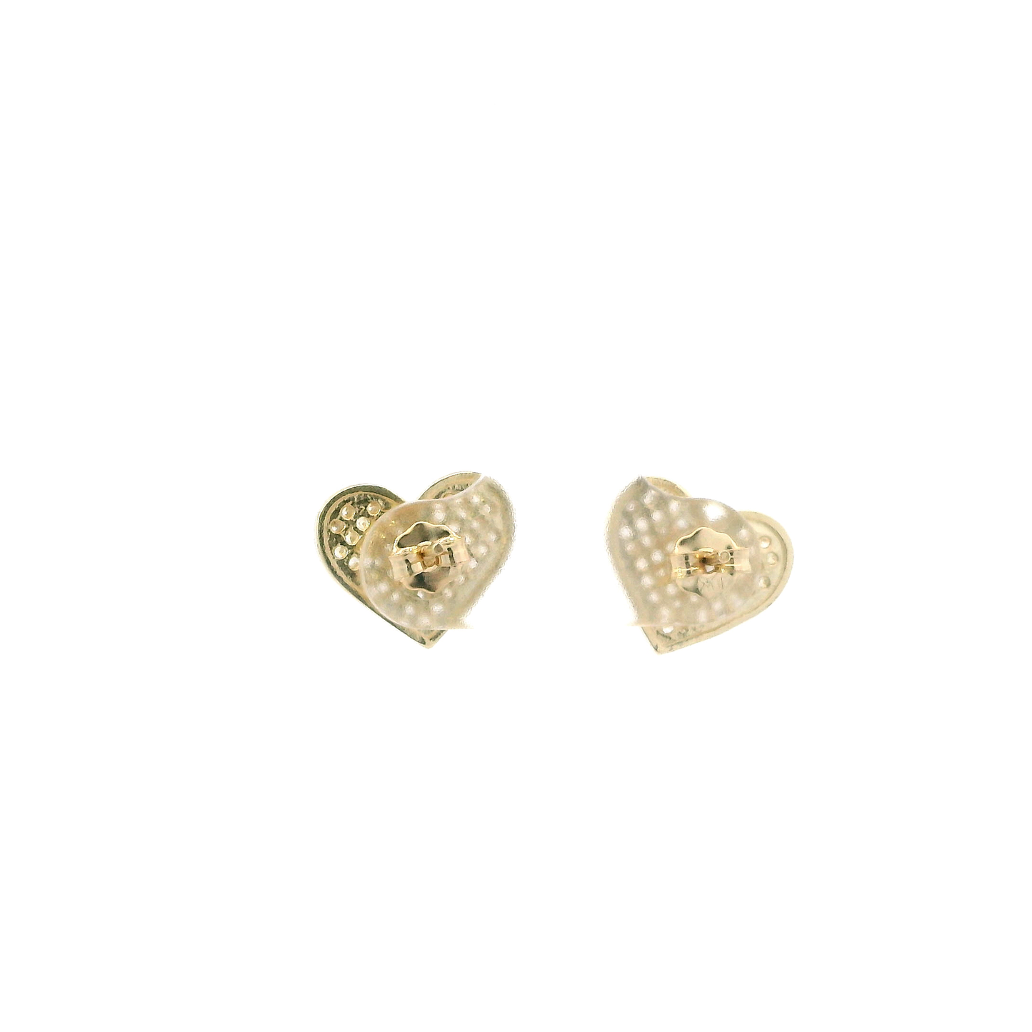 10K Yellow Gold Pave Heart Stud Earring
