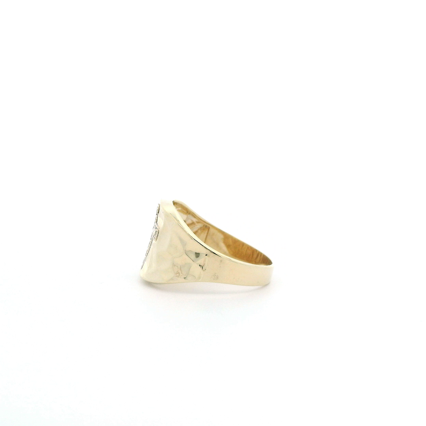 10K Yellow & White Gold Hammered Style Cross Ring
