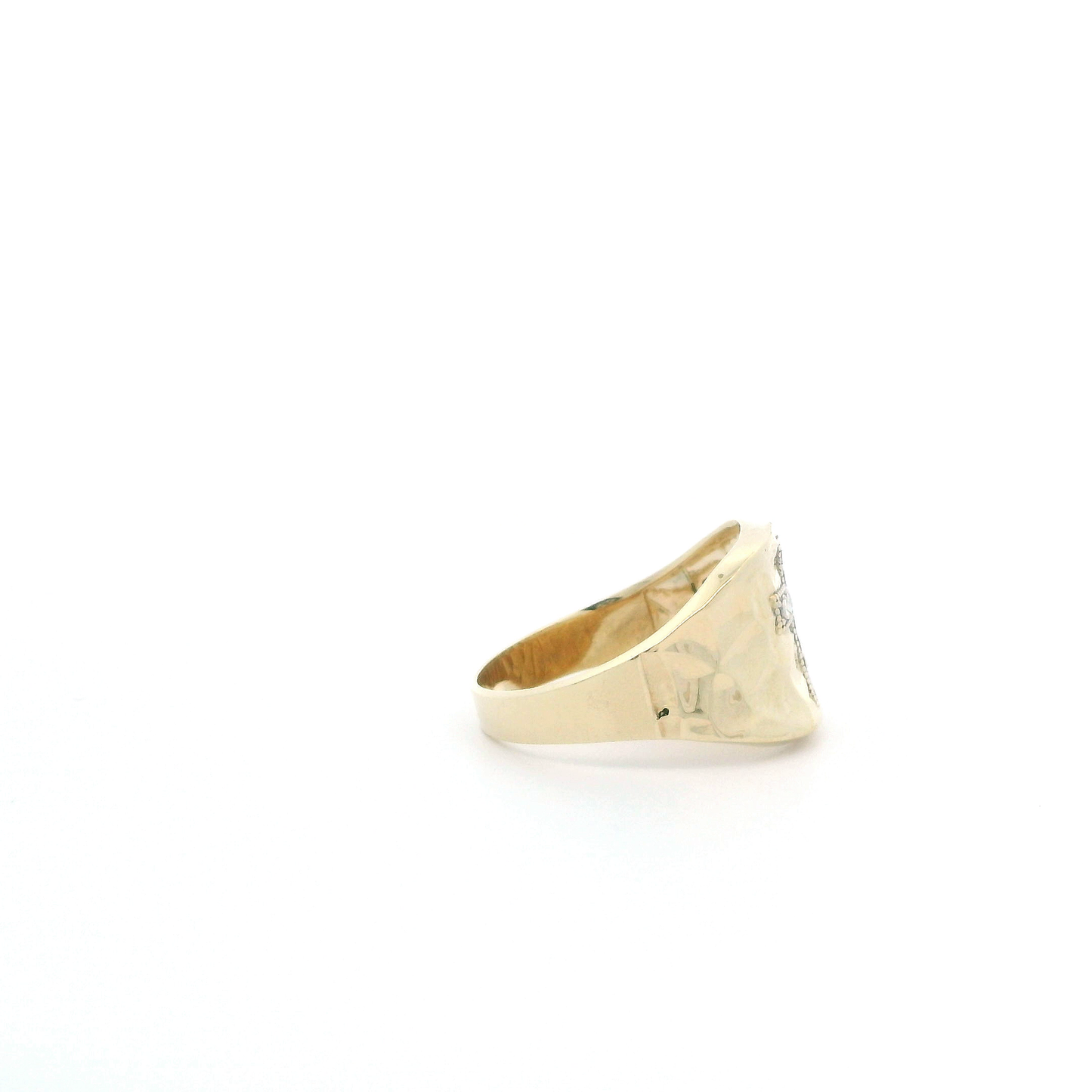 10K Yellow & White Gold Hammered Style Cross Ring