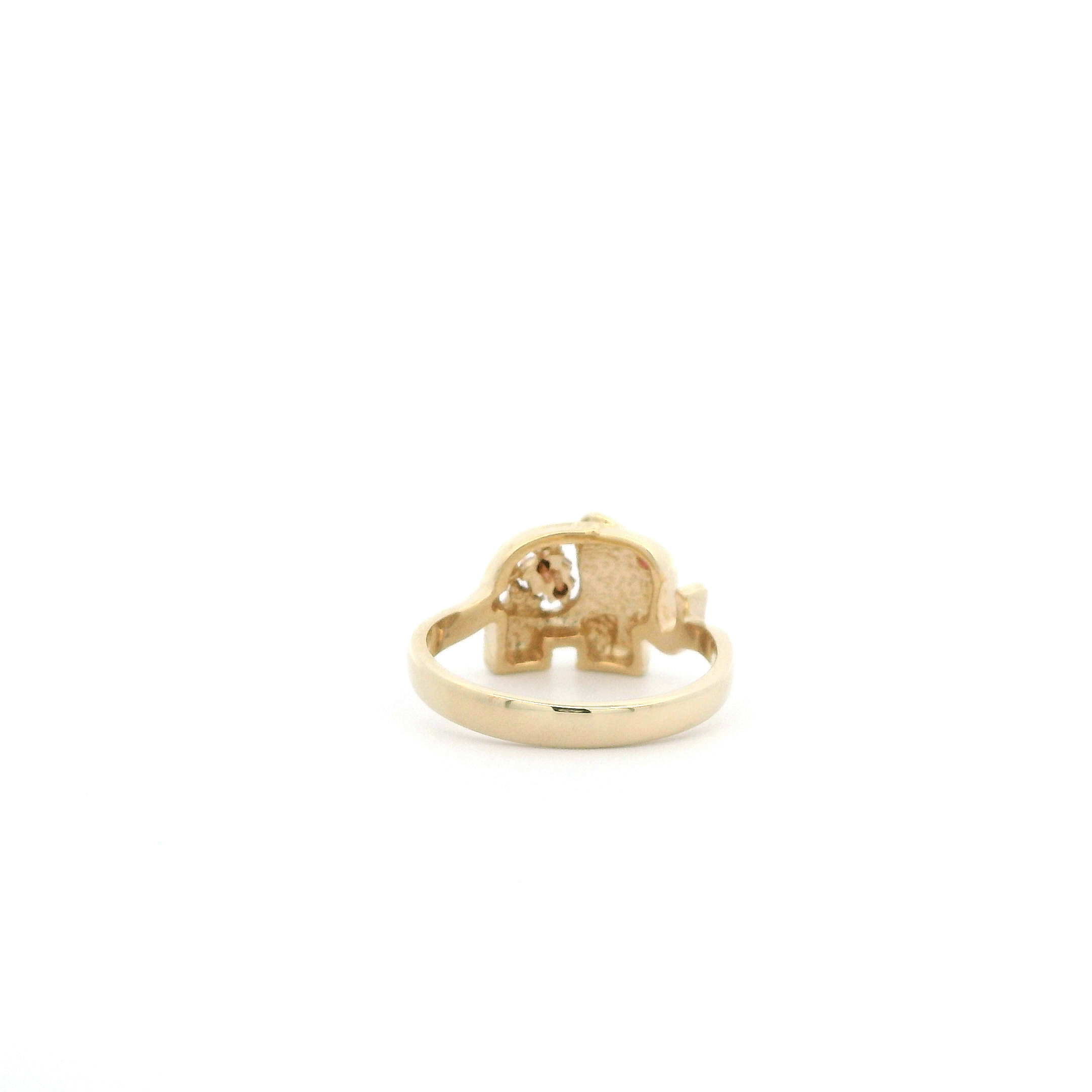 14K Tri Color Ruby Elephant Ring