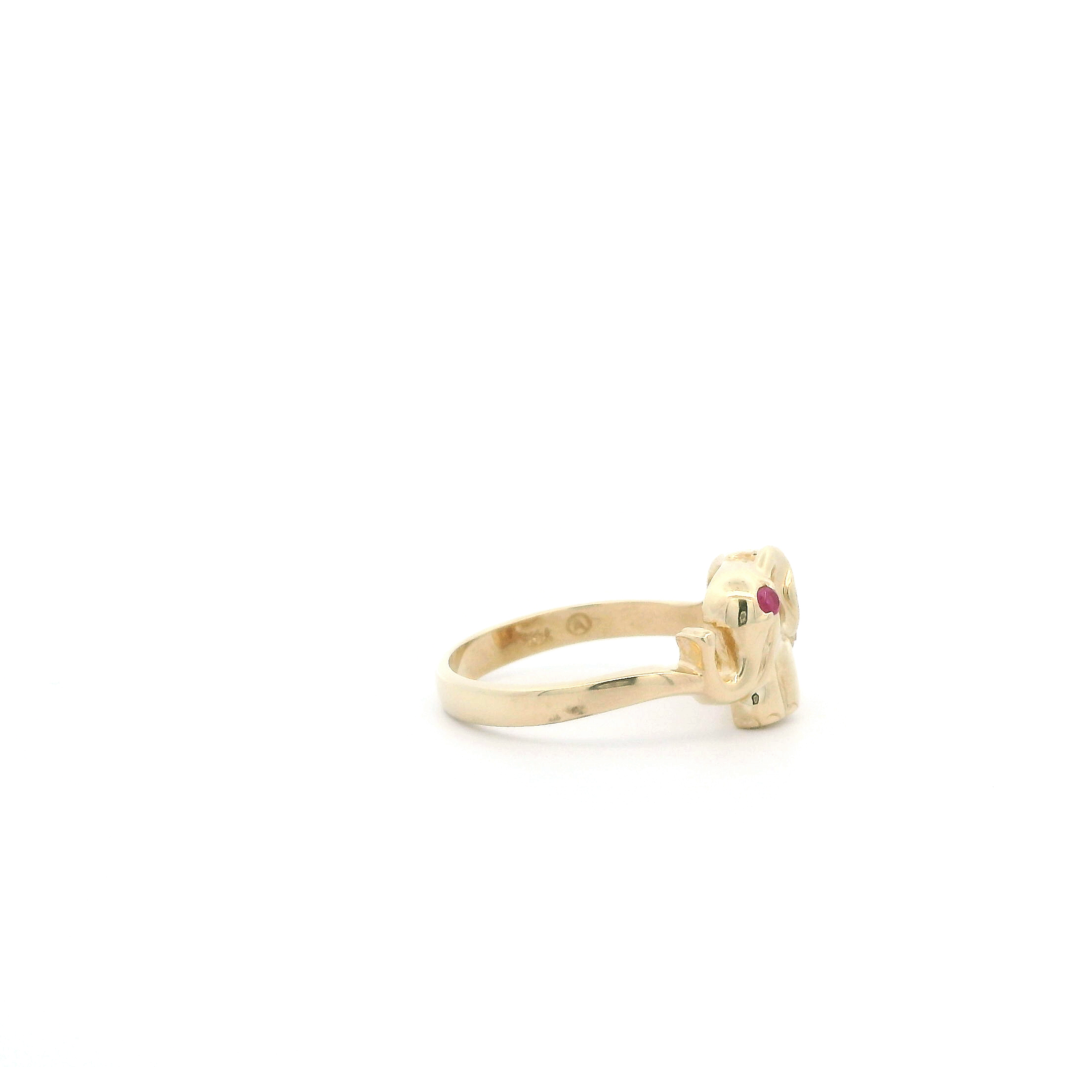 14K Tri Color Ruby Elephant Ring