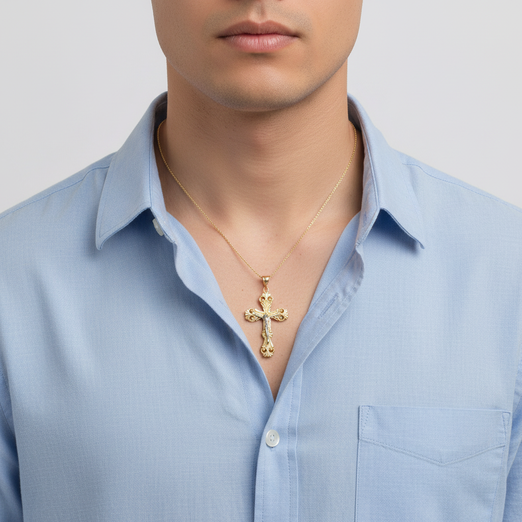 14K Yellow Gold Crucifix Pendant
