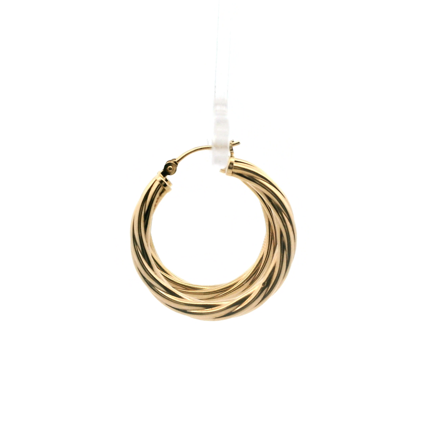 14K Yellow Gold Twisted Hoop Earrings