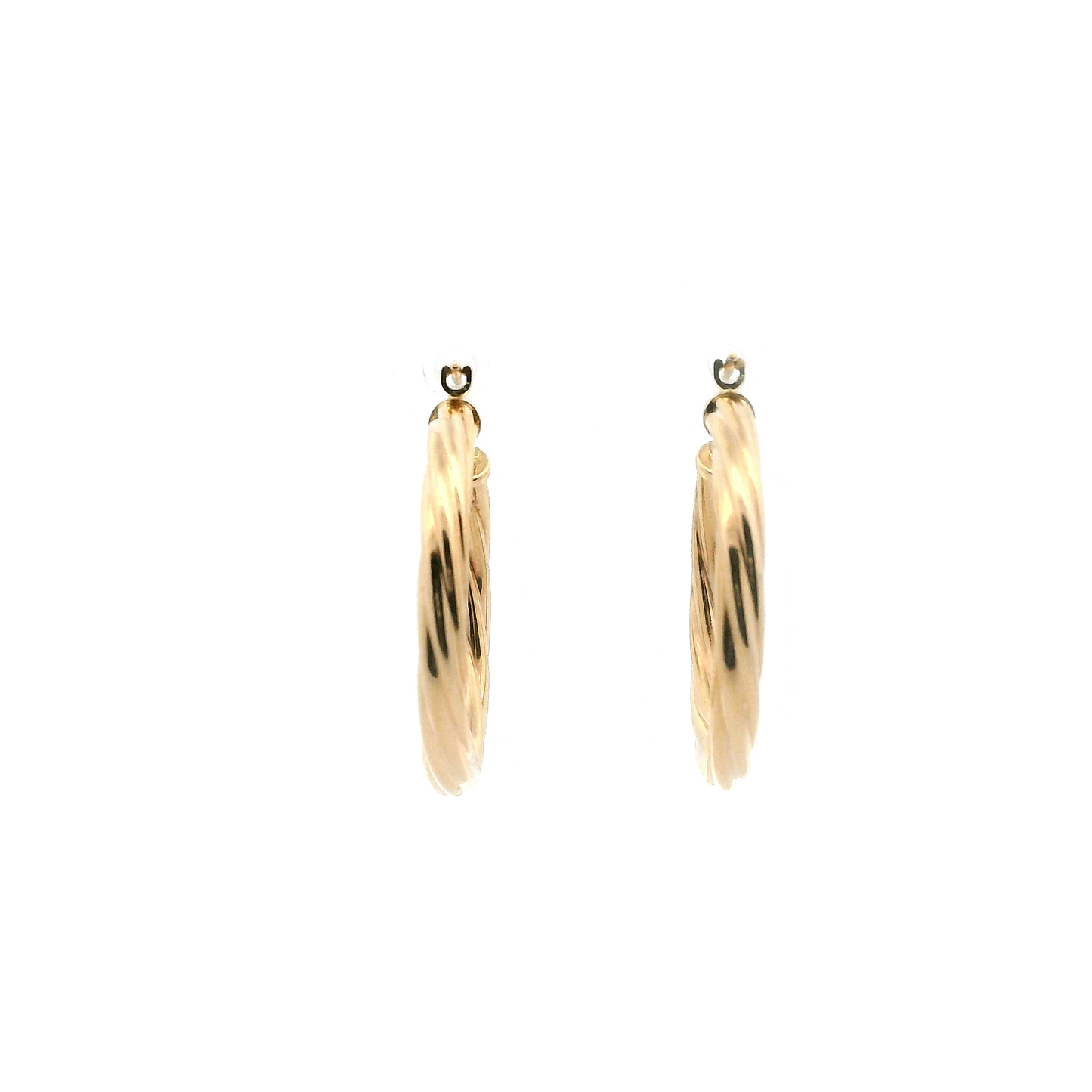 14K Yellow Gold Twisted Hoop Earrings