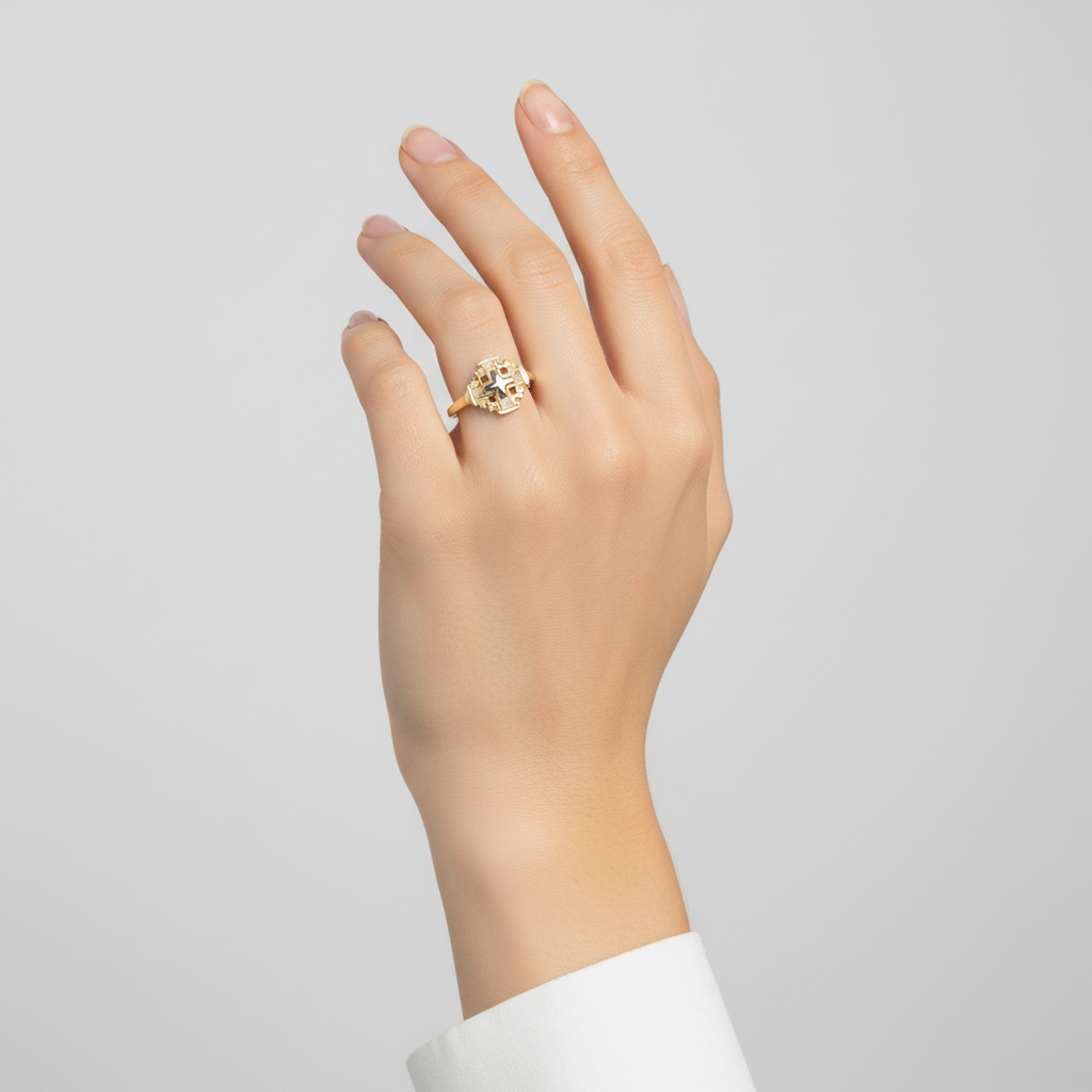 18K Yellow & White Gold Multi Cross Ring