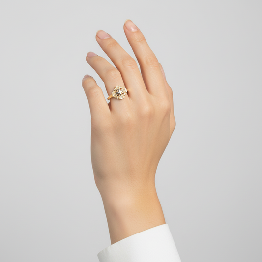 18K Yellow & White Gold Multi Cross Ring