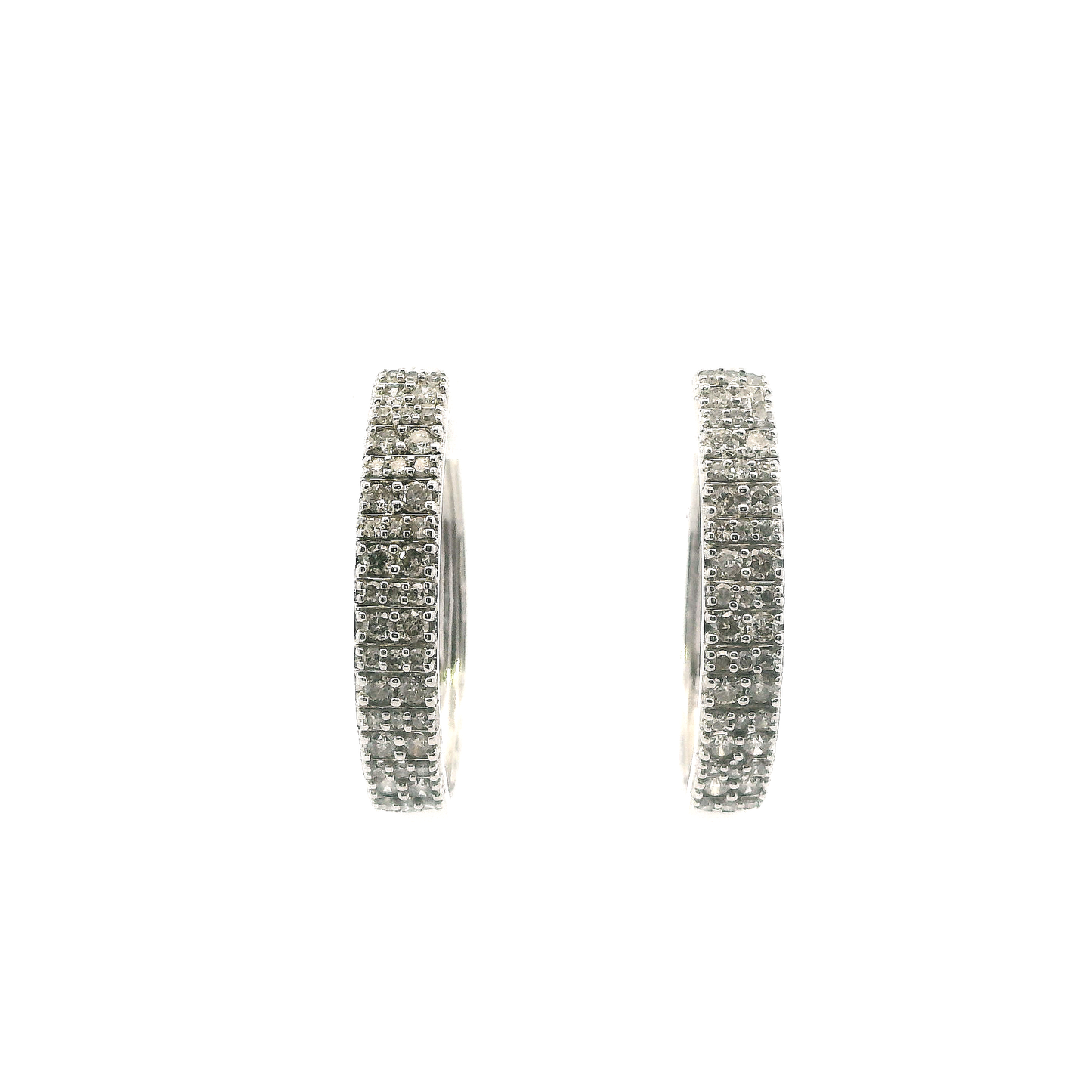 10K White Gold Diamond Hoop Earring -0.64ct