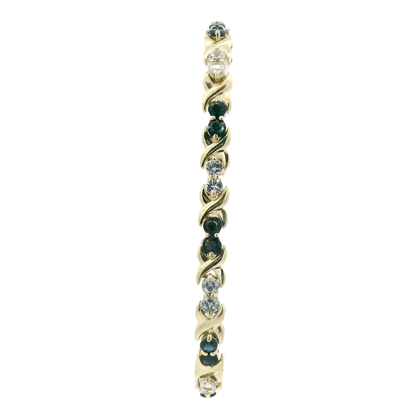 10K Yellow Gold Blue & White Sapphire Bracelet