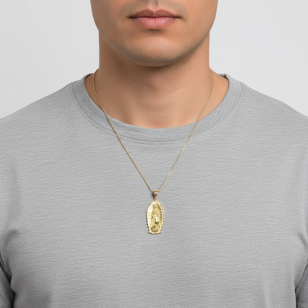 10K Yellow Gold Virgin Mary Pendant