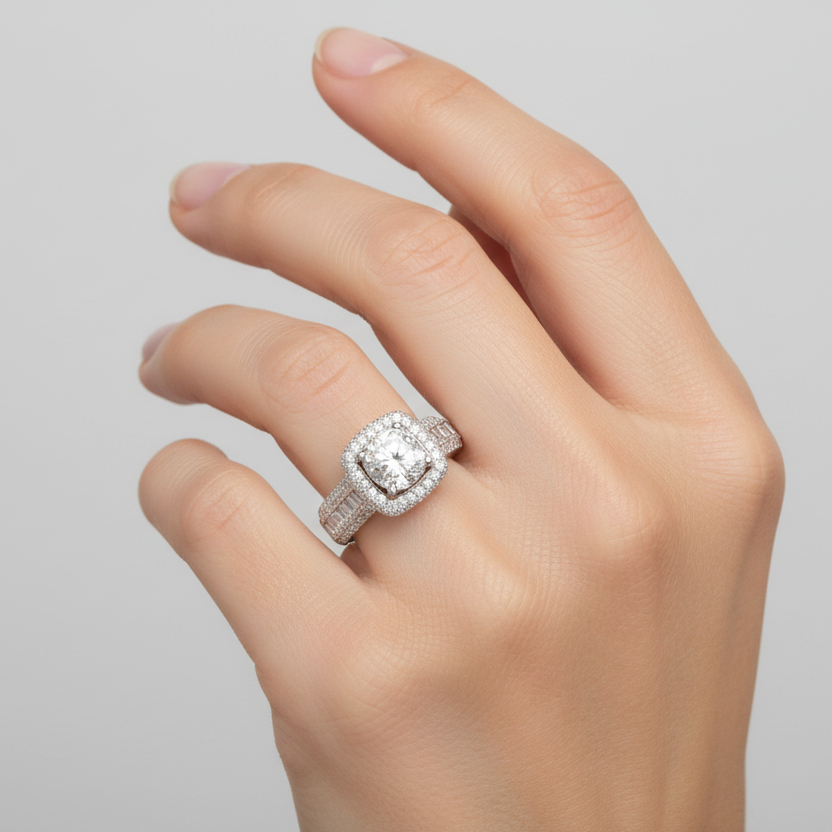 14K White Gold Diamond Women's Ring -3.78ct