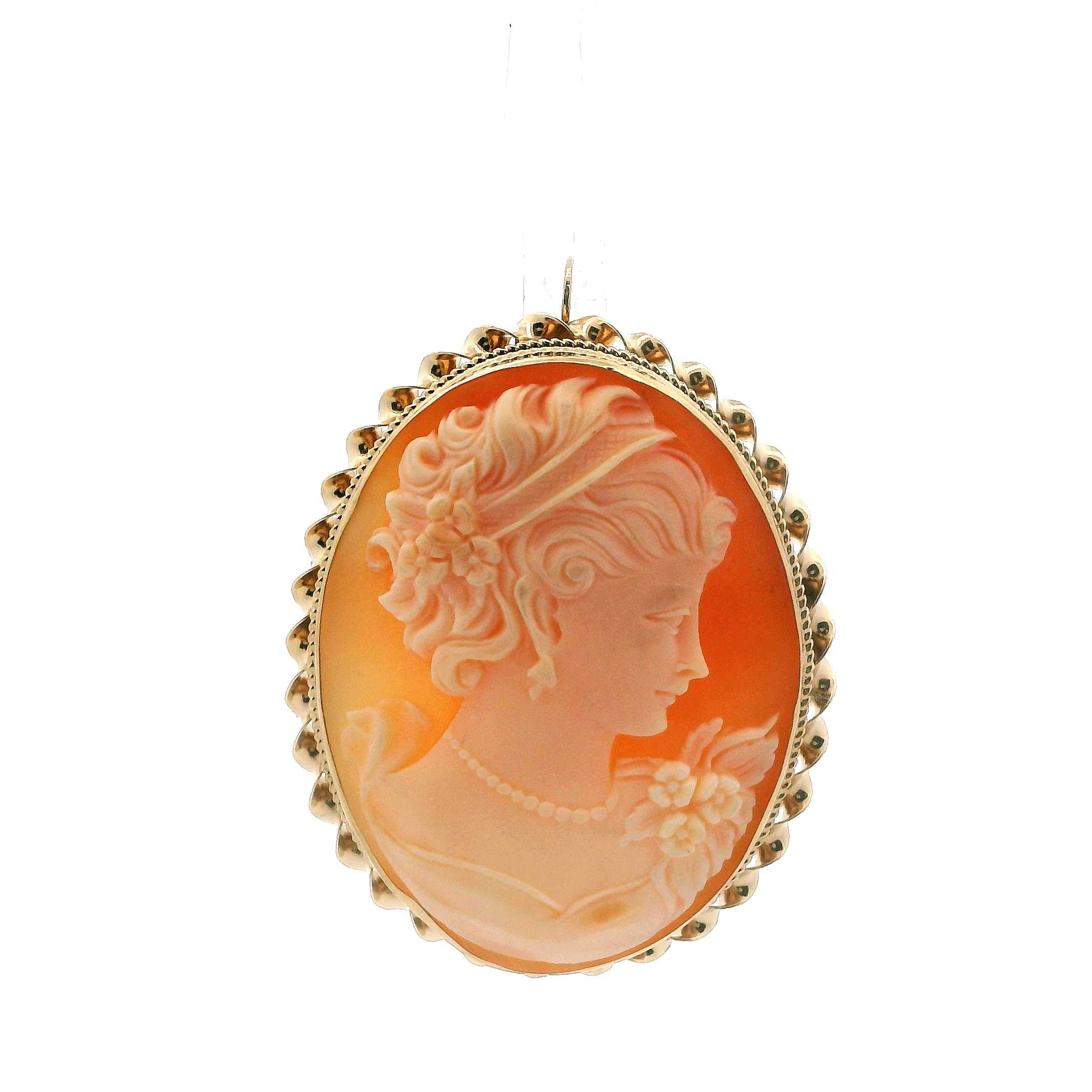 10K Yellow Gold Vintage Cameo Brooch & Pendant