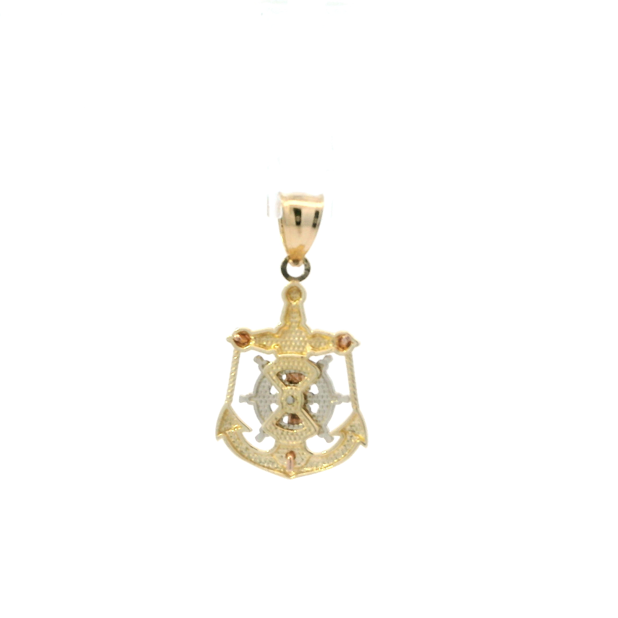 14K Tri Color Gold Mariner Crucifix Pendant