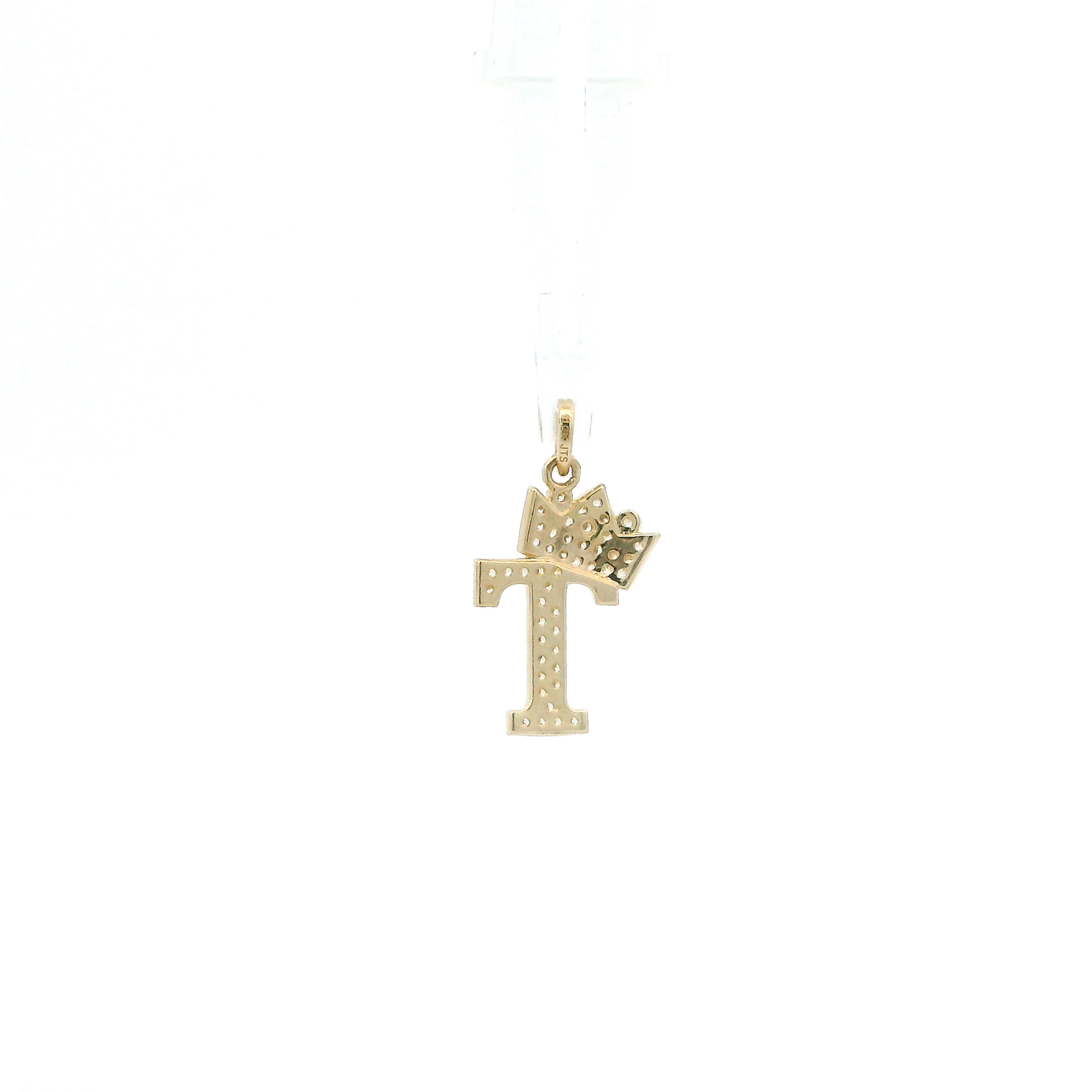 10K Yellow Gold Letter "T" & Crown Pendant