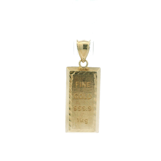 10K Yellow Gold "Fine Gold 999.9 1KG" Bar Pendant