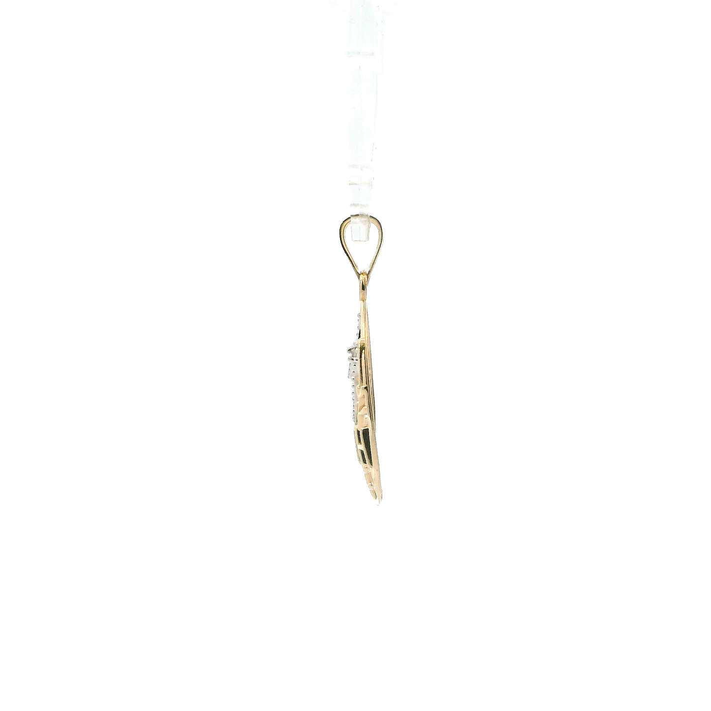 14K Yellow & White Gold Oval Dove & "Faith" Pendant