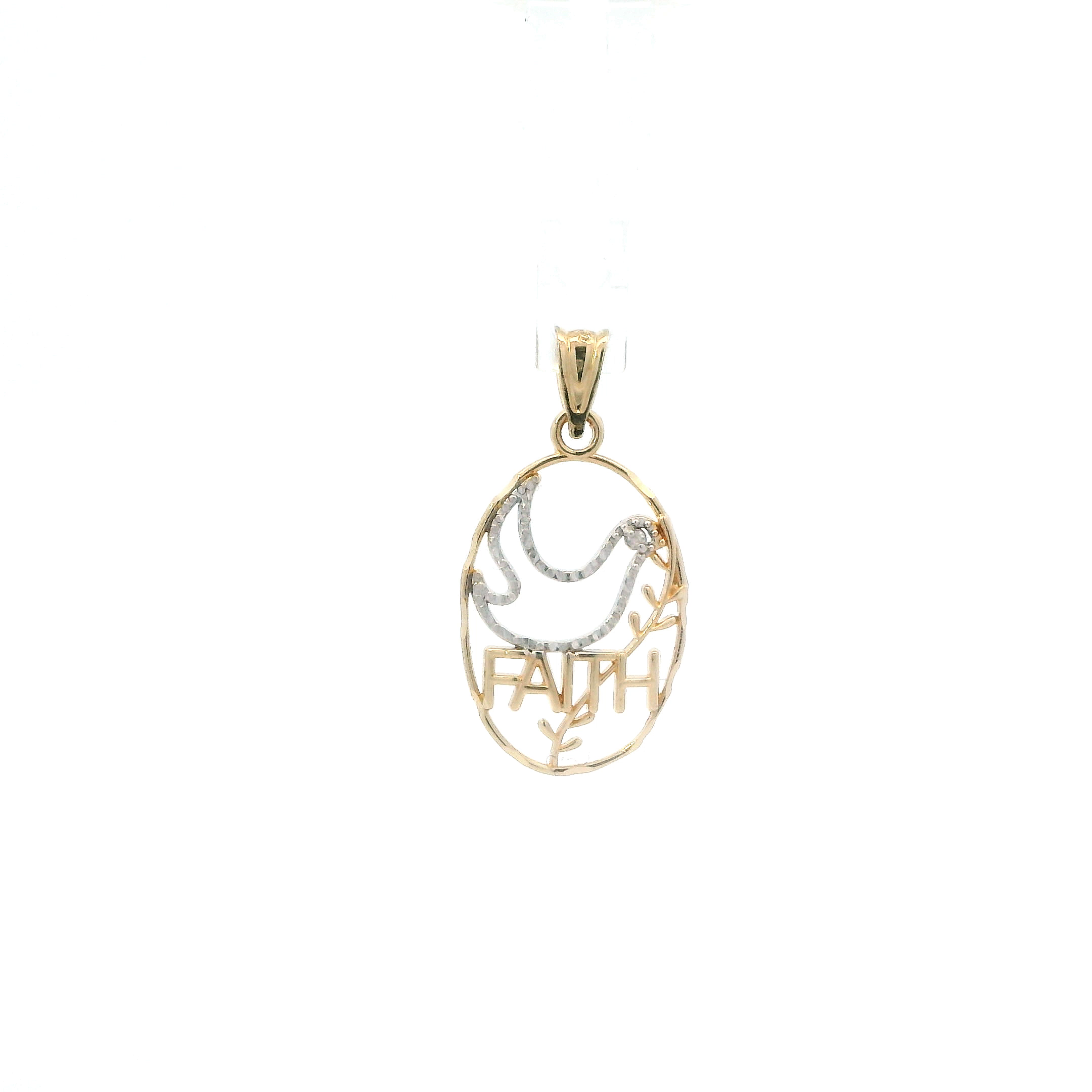 14K Yellow & White Gold Oval Dove & 