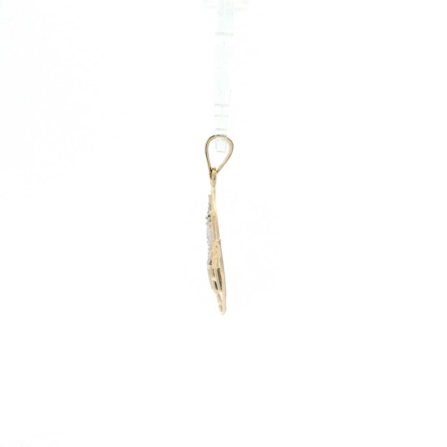14K Yellow & White Gold Oval Dove & "Faith" Pendant