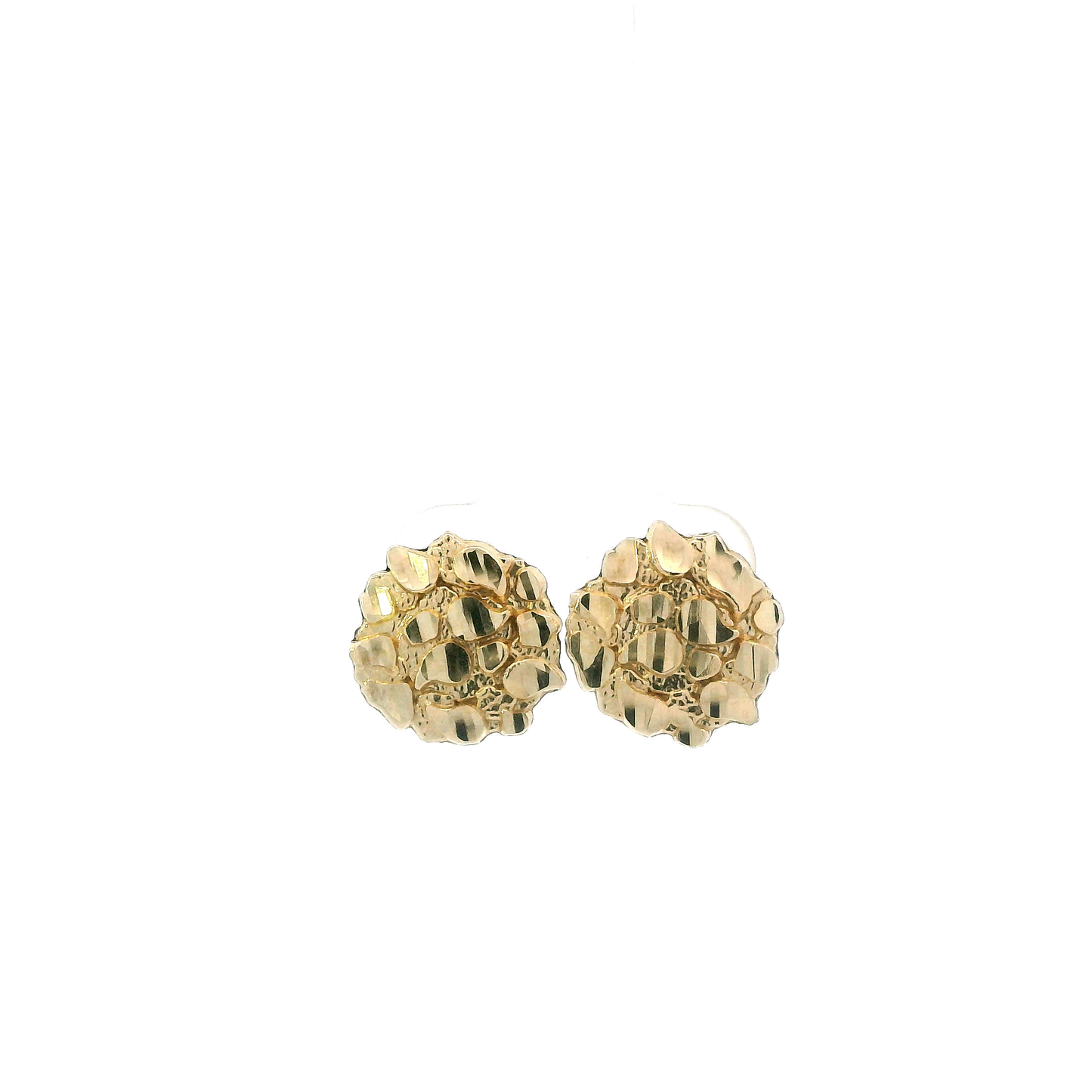10K Yellow Gold Round Nugget Stud Earrings