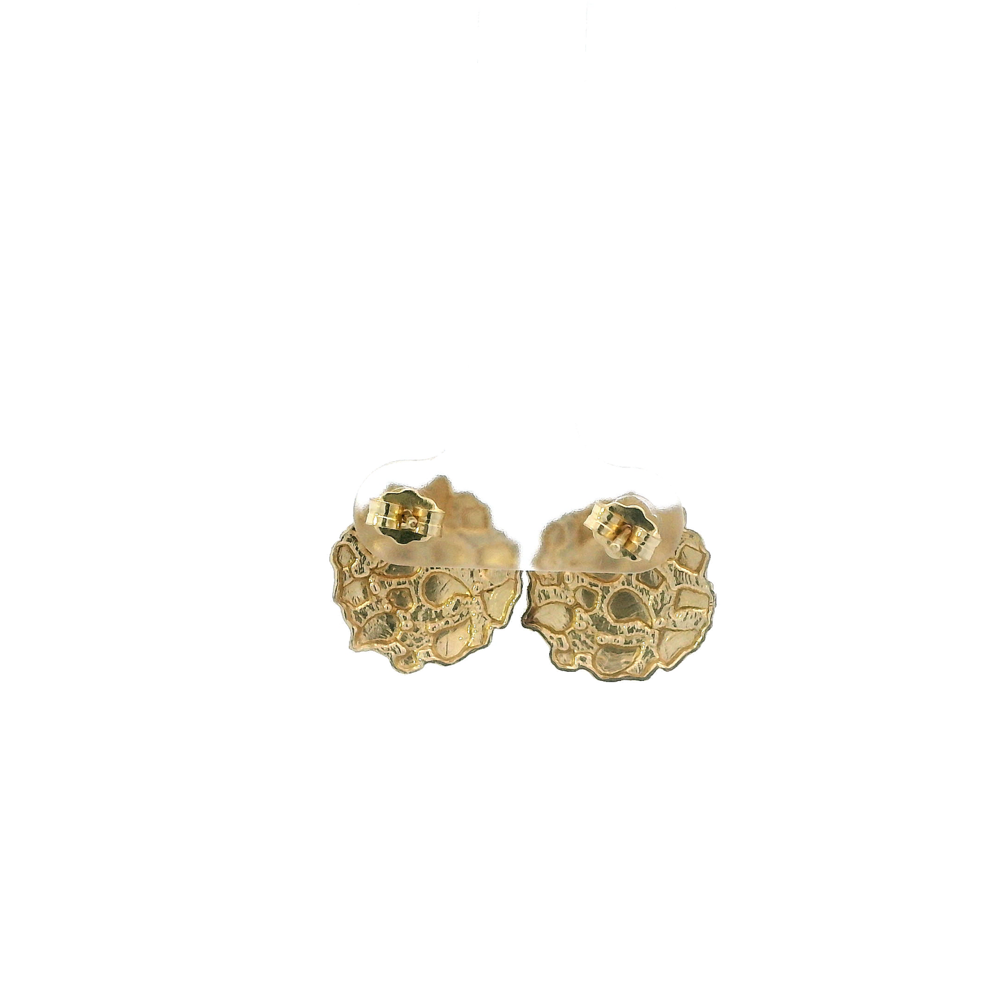 10K Yellow Gold Round Nugget Stud Earrings