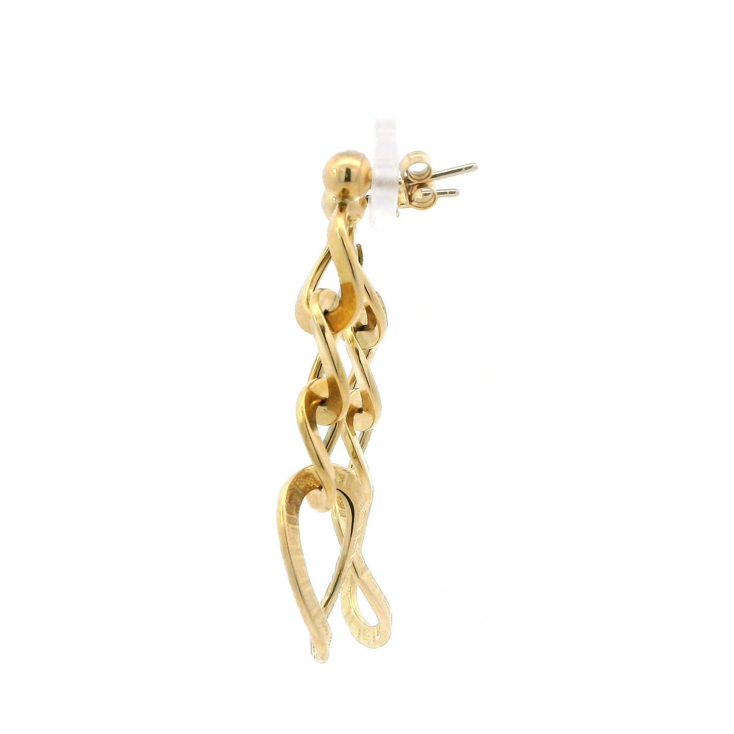 18K Yellow Gold Hollow Oval Link Dangle Earrings