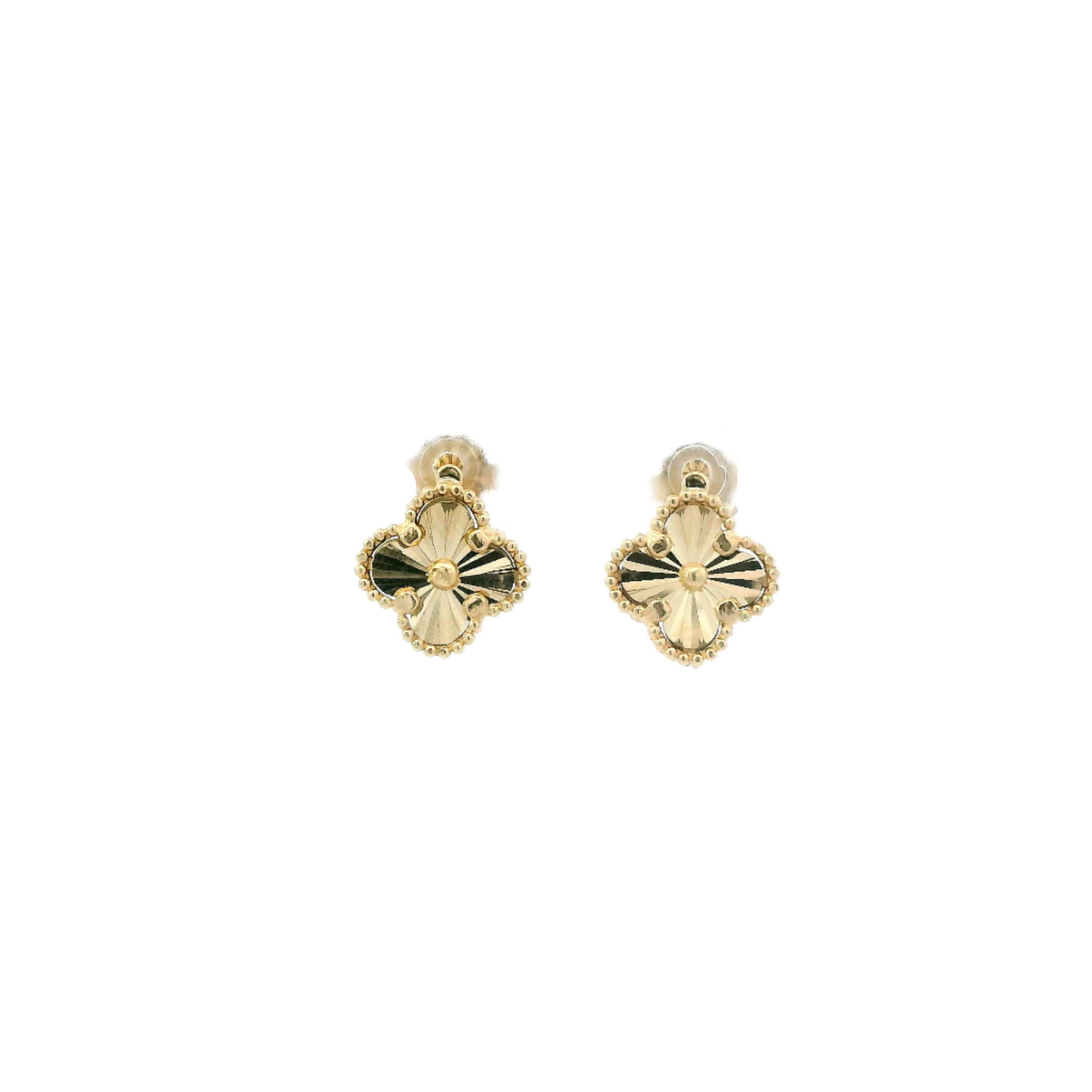 14K Yellow Gold Clover Motifs Earrings