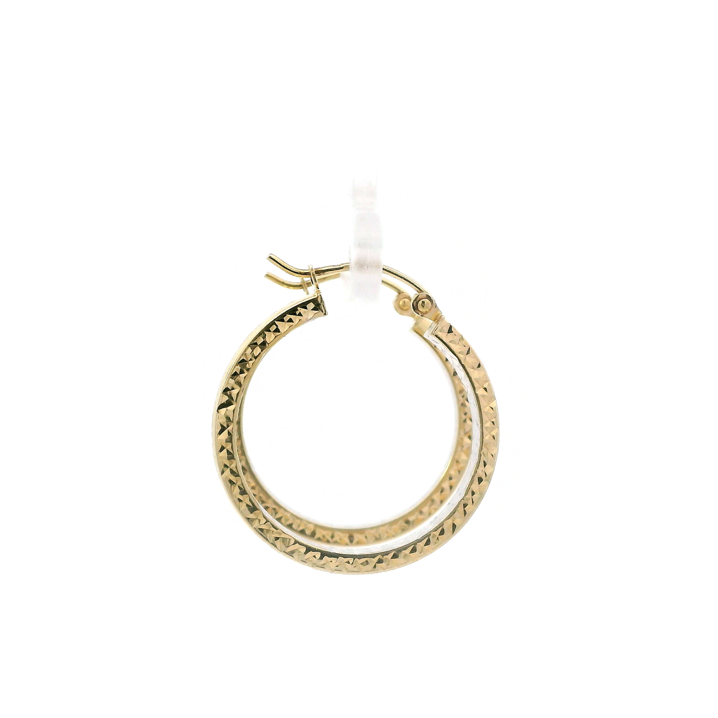 14K Yellow Gold Diamond Cut Hoop Earrings