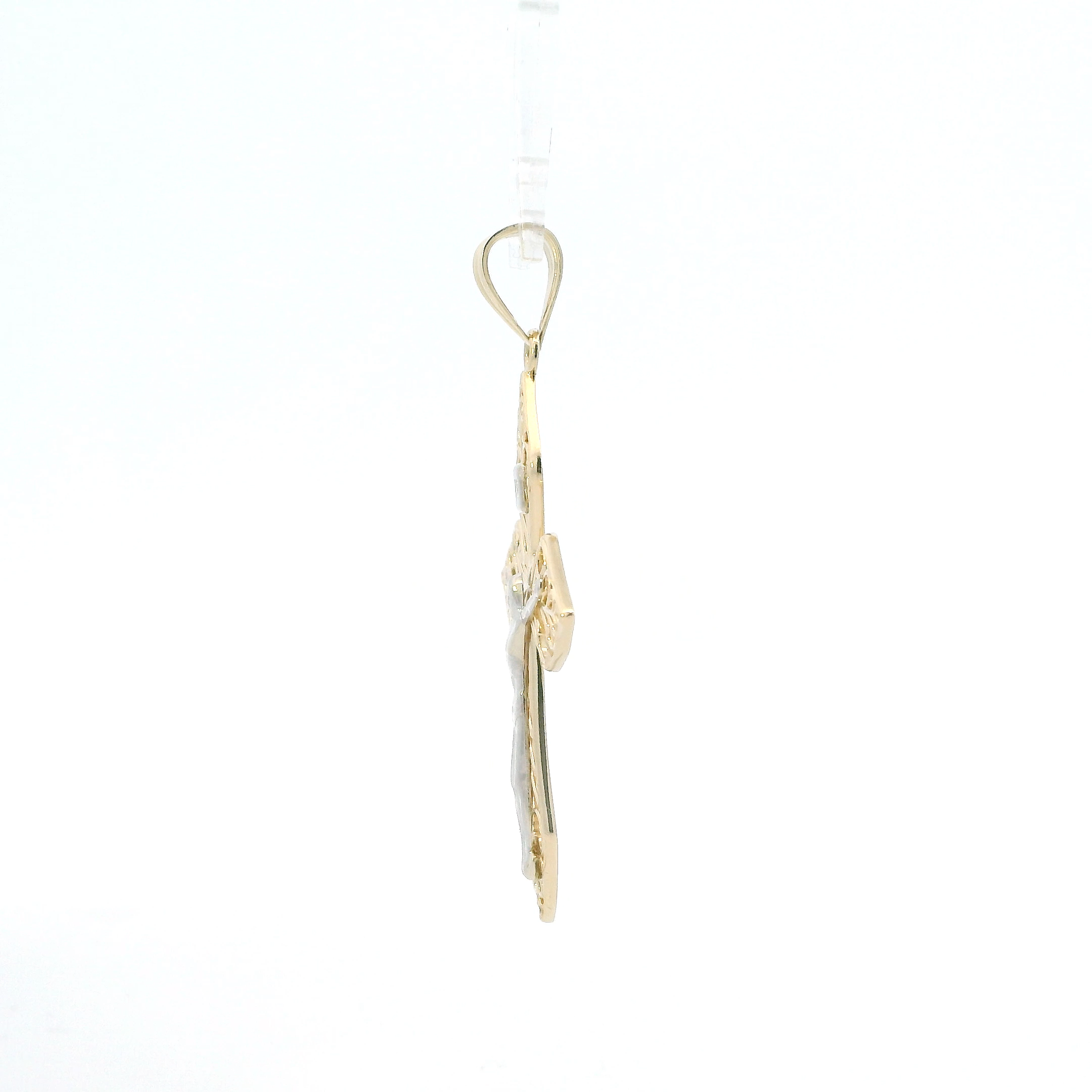 14K Yellow & White Gold Filigree Crucifix Pendant
