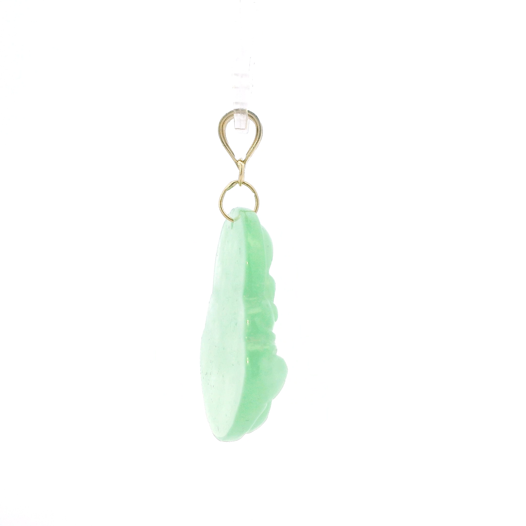 10K Yellow Gold Green Jade Buddha Pendant
