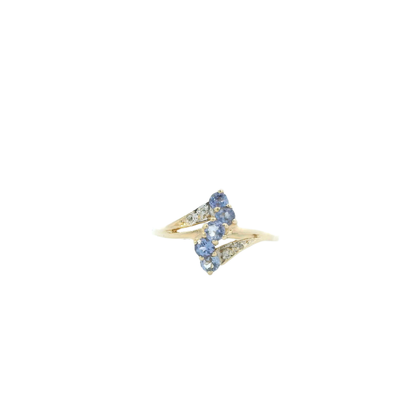 10K Yellow Gold Tanzanite & Diamond Women's Ring- 0.04ct